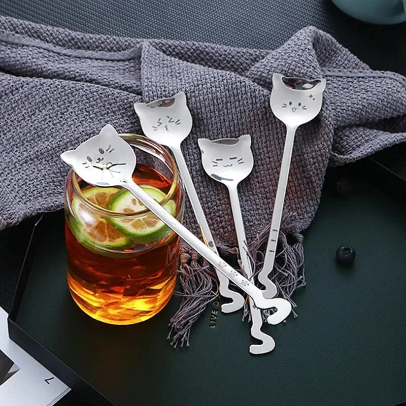 Cute Cat Stainless Steel Spoon Set