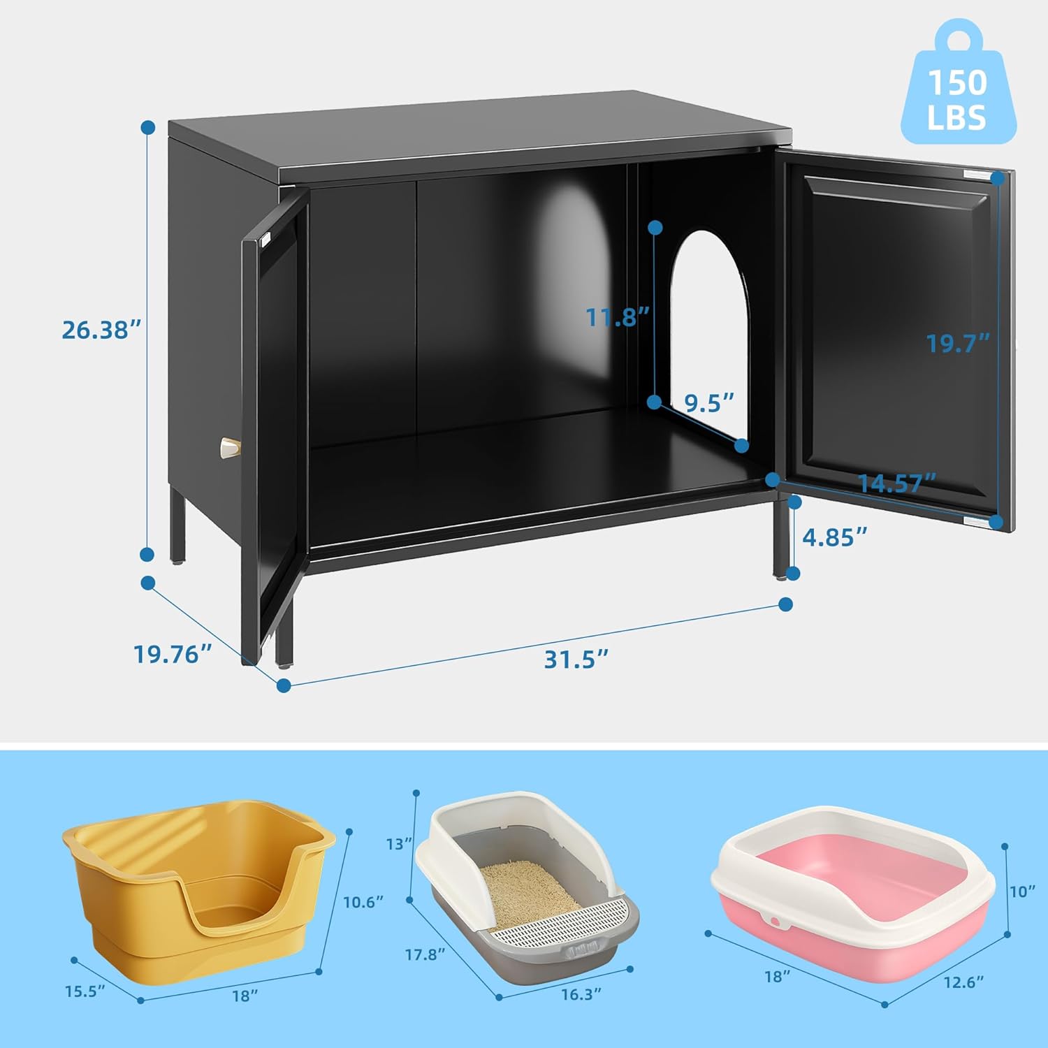 Cat Litter Box Enclosure Furniture With Barn Door