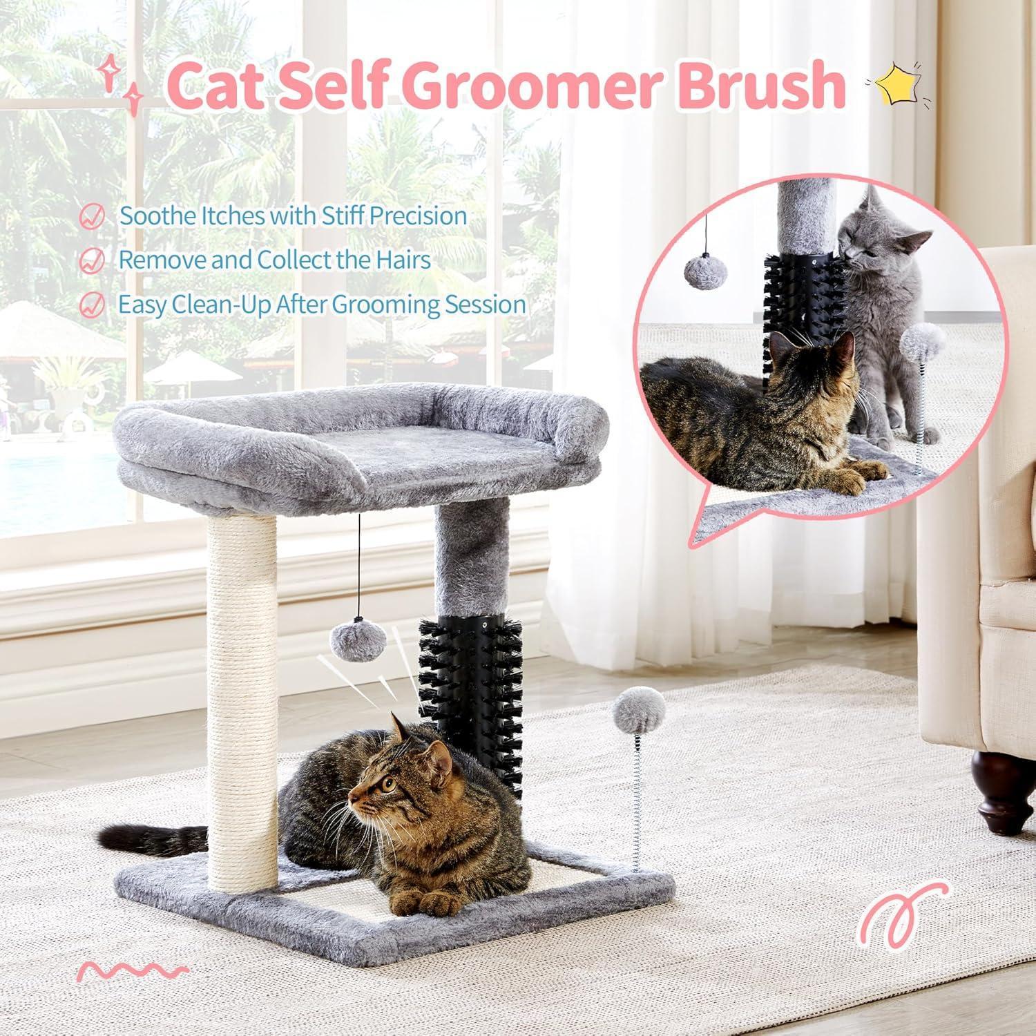 Cat Tree Tower with Self-grooming Brush