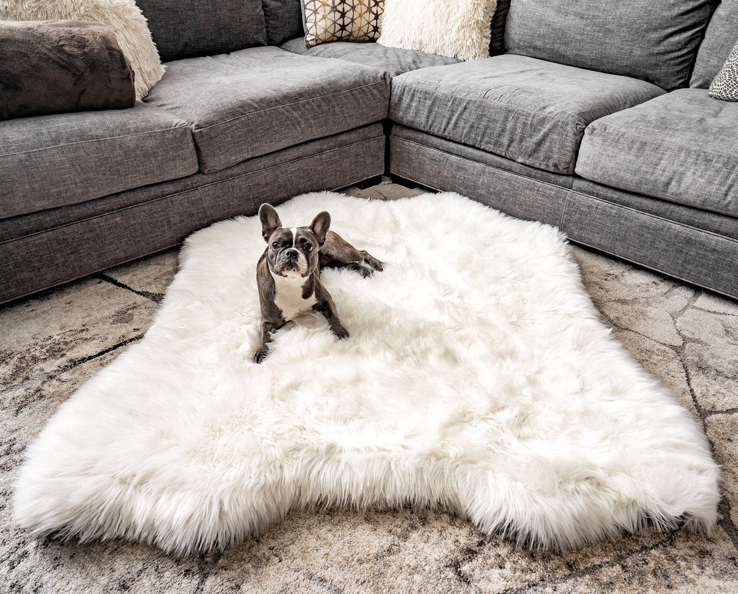 PupRug® Animal Print Memory Foam Dog Bed - Polar Bear Faux Hide
