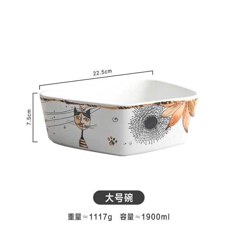 Cute Cartoon Cat Ceramic Tableware