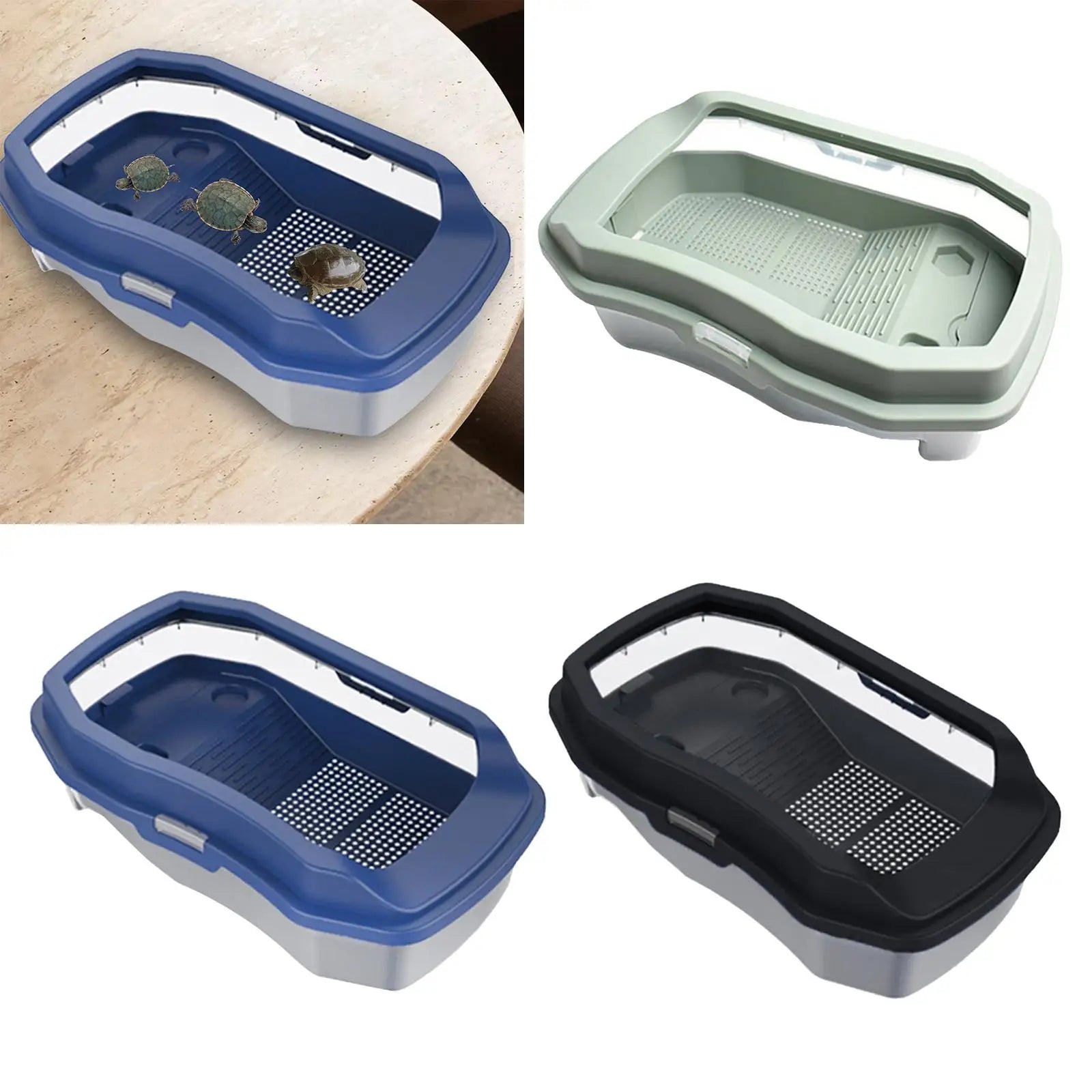 Turtle Aquarium Box with Platform Easy to Clean