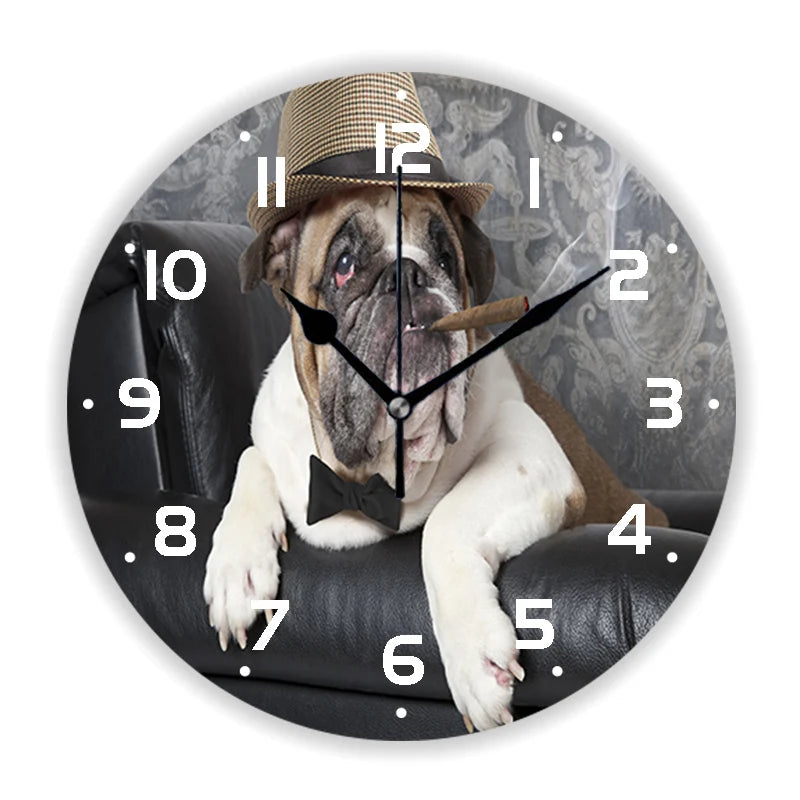 Rustic Wood Silhouette Dog Lover Wall Clock Multiple Designs