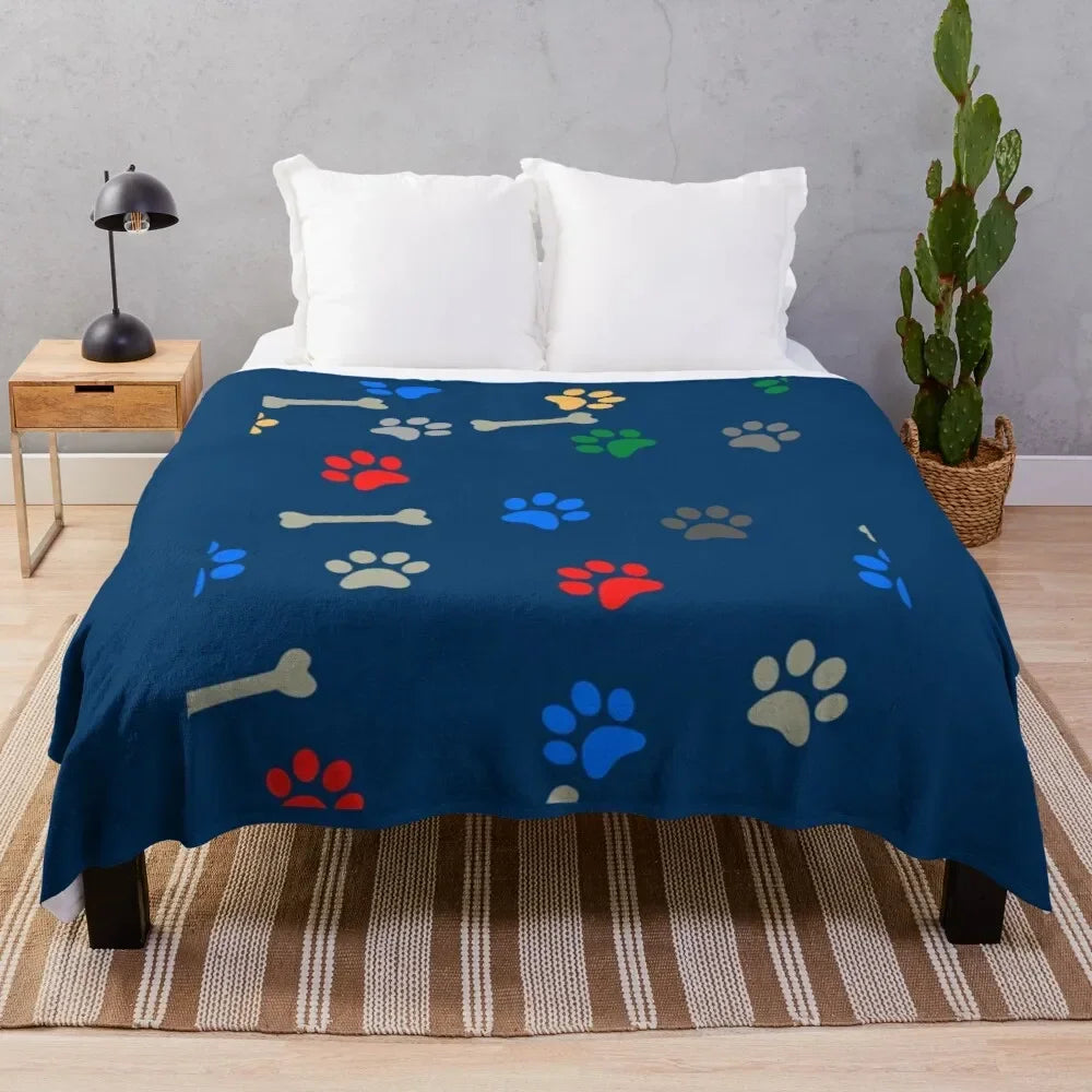 Pawprint Flannel Throw Blankets