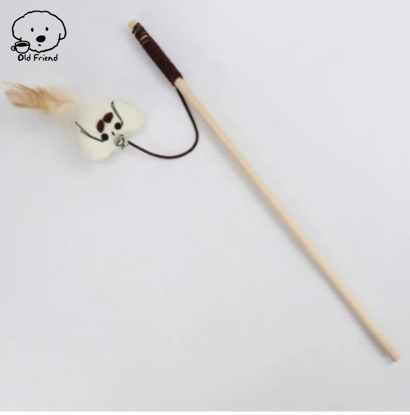 Wooden Handmade Cat Feather Toy