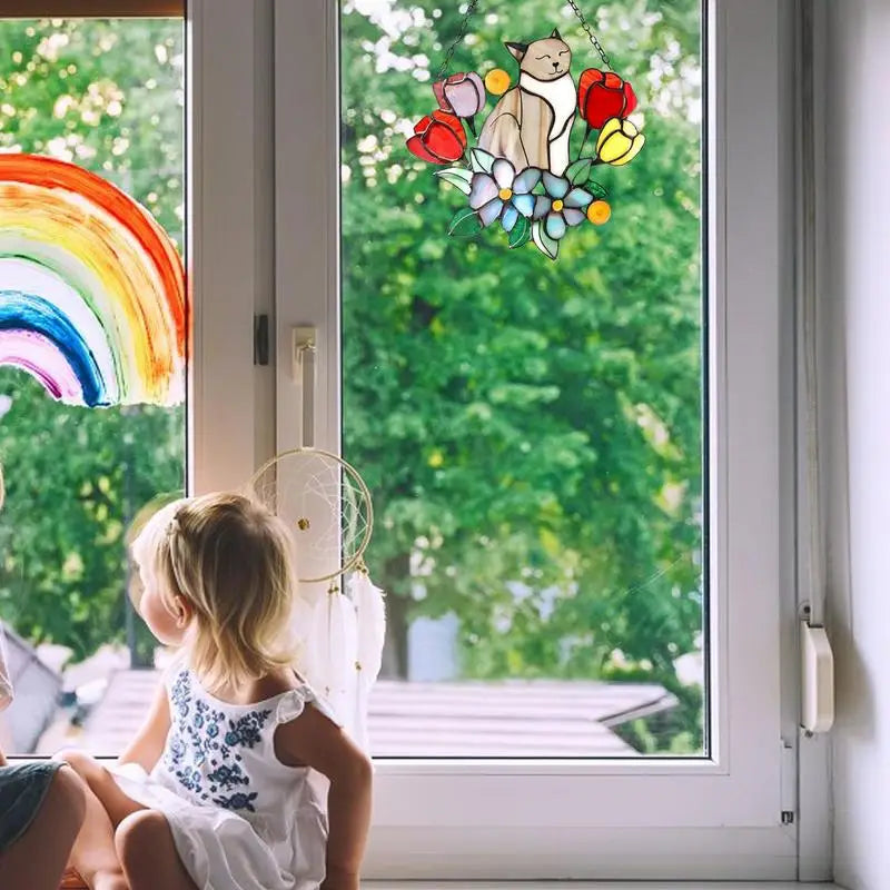 Hanging Cat On Flowers For Patio Decor