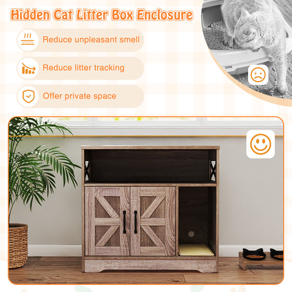 Cat Litter Box Enclosure Hidden Cat Box Furniture with Storage