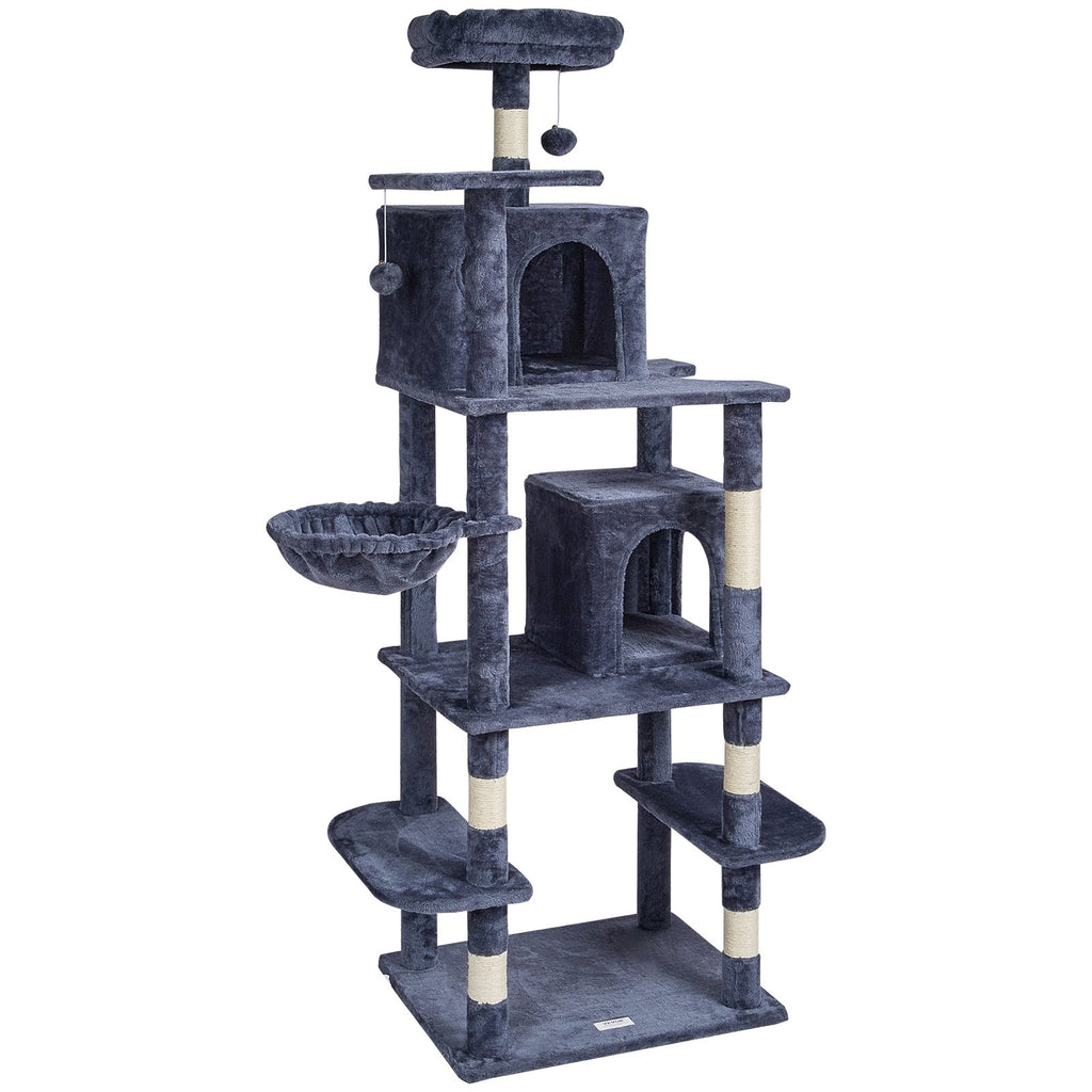 Cat Tree Cat Tower with Cat Condos Sisal Scratching Post Dark Grey