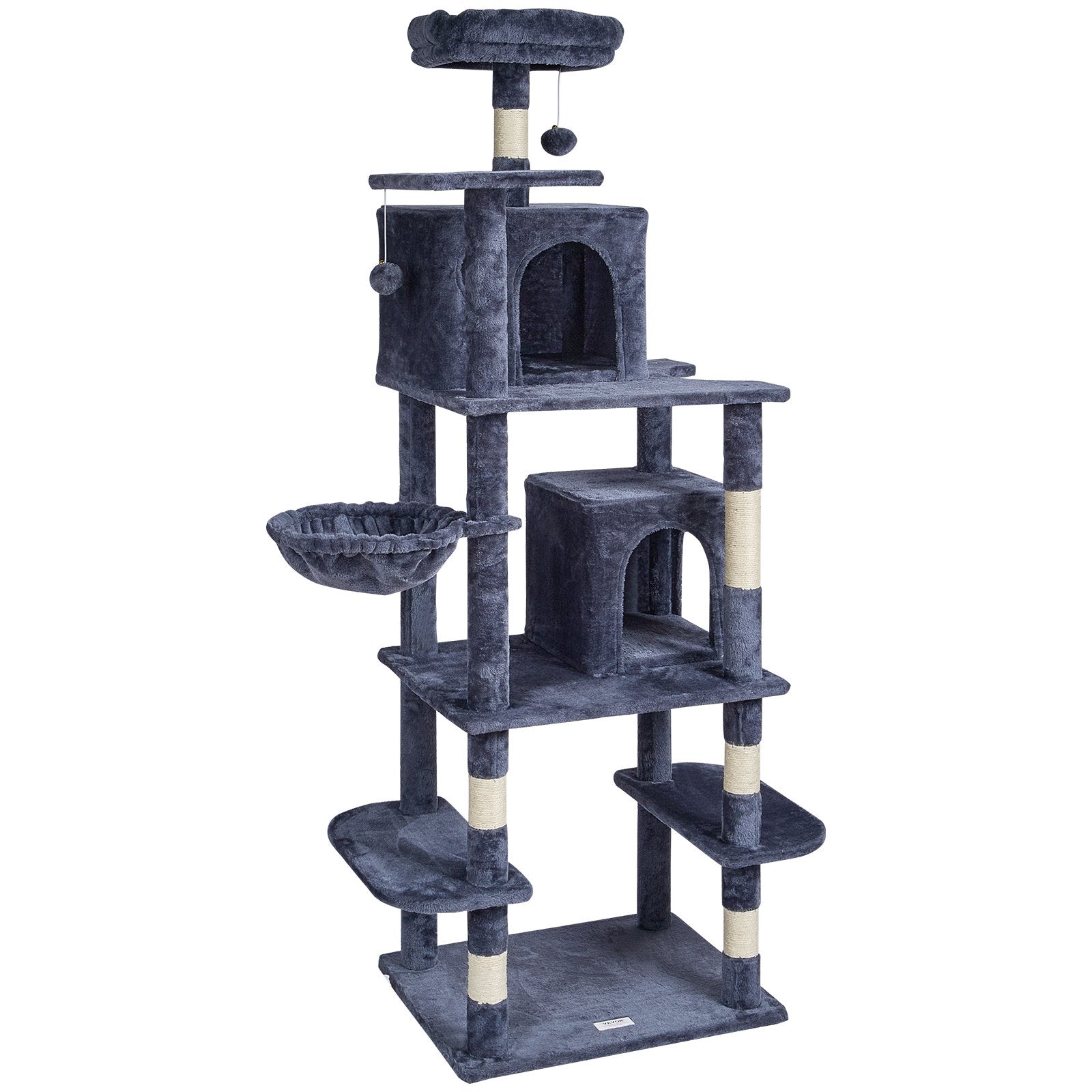 Cat Tree Cat Tower with Cat Condos Sisal Scratching Post Dark Grey