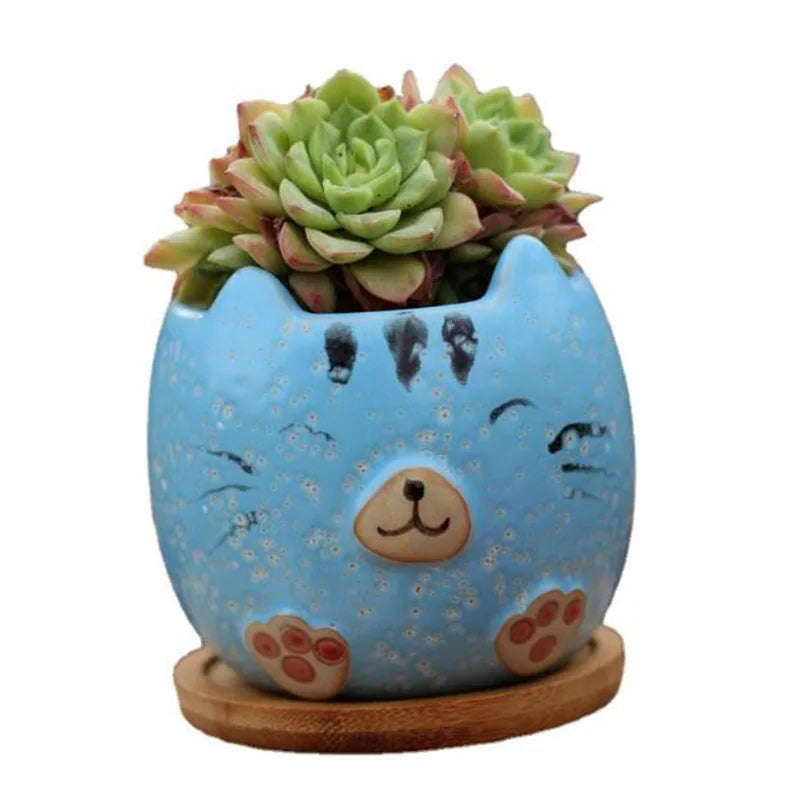 Cartoon Succulent Plant Pot Cat Animal Flowerpot4Pcs/Set