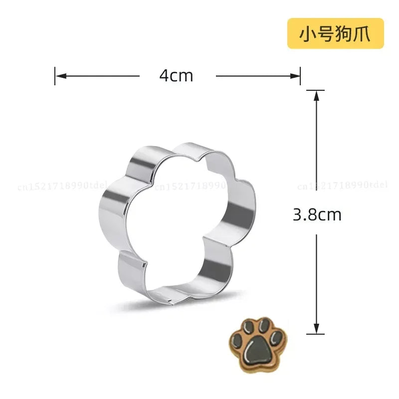 Cookie Cutter Mold Stainless Steel Pet Dog Bone And Paw Shaped