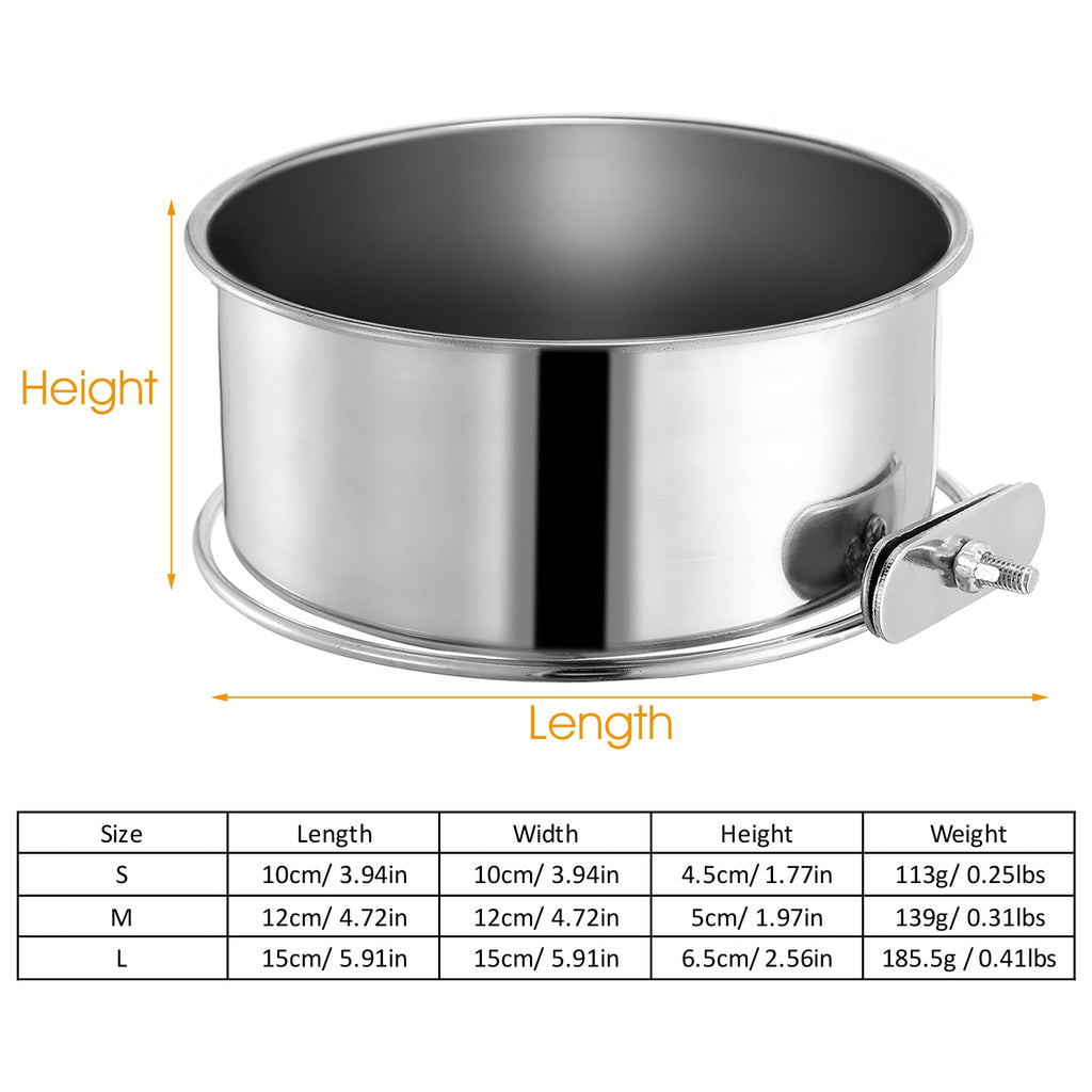 Stainless Steel Hanging Food Bowl with Clamp Holder
