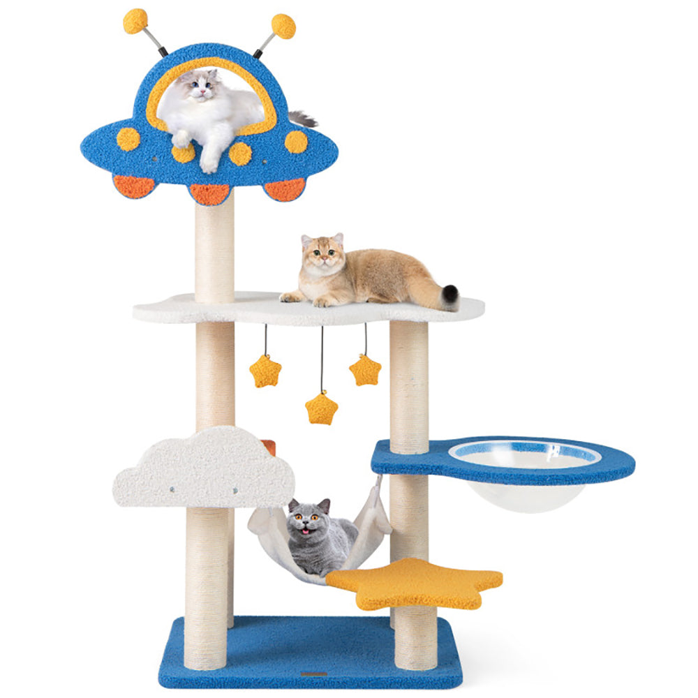 49 Inches Tall Cat Tree with UFO Top Perch Space Capsule