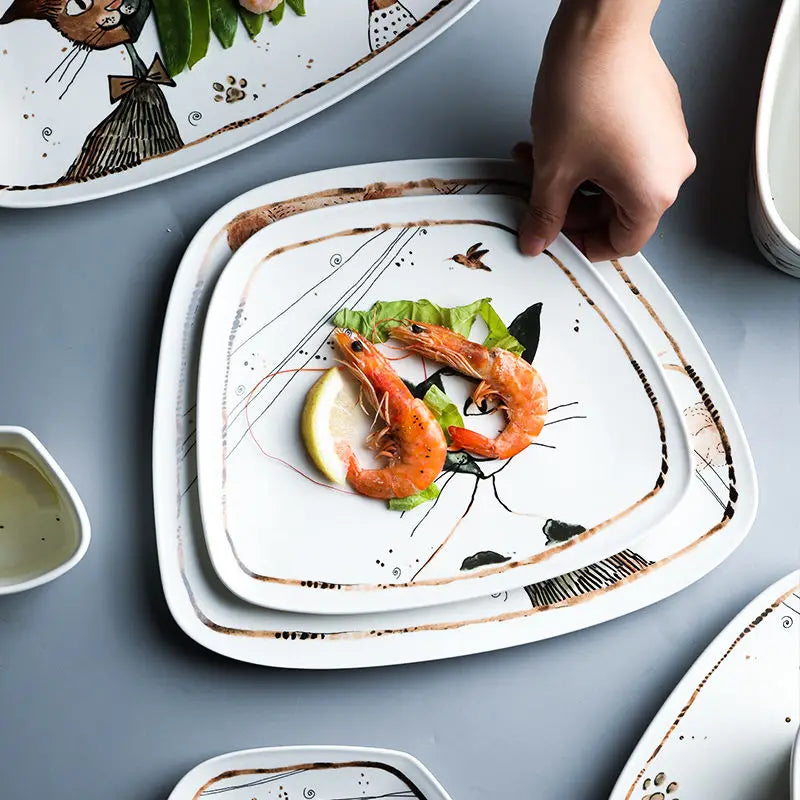 Cute Cartoon Cat Ceramic Tableware