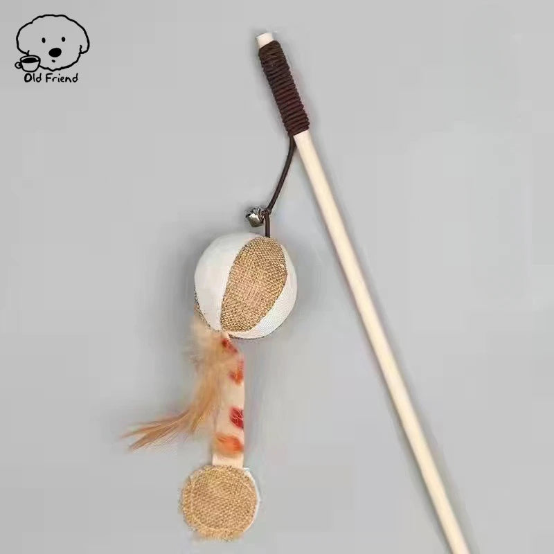 Wooden Handmade Cat Feather Toy
