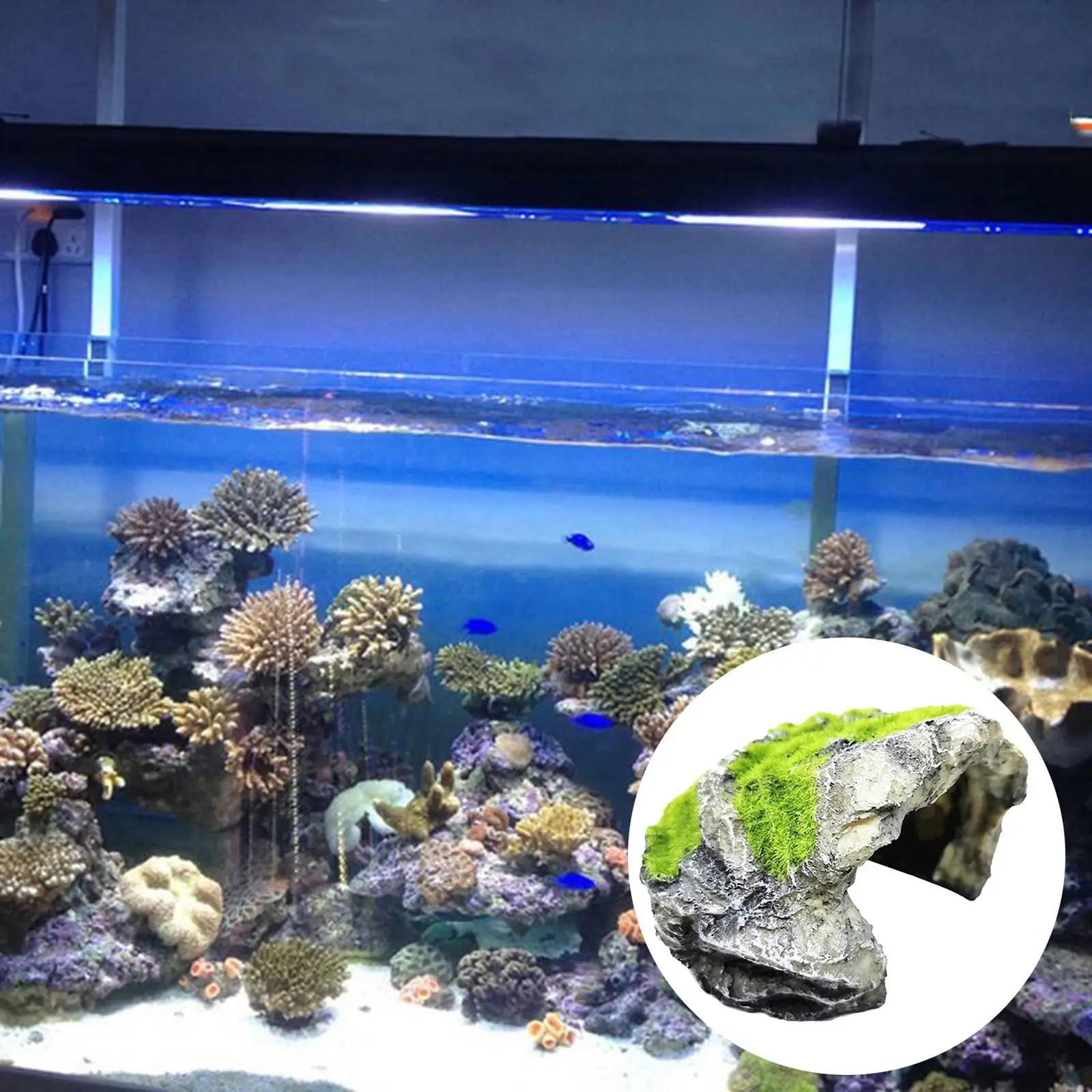 Simulate Moss Rock Stone For Aquariums and Reptile Hiding Spot