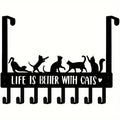Over-The-Door Cat Multi-Purpose Hooks For Wall Or Door