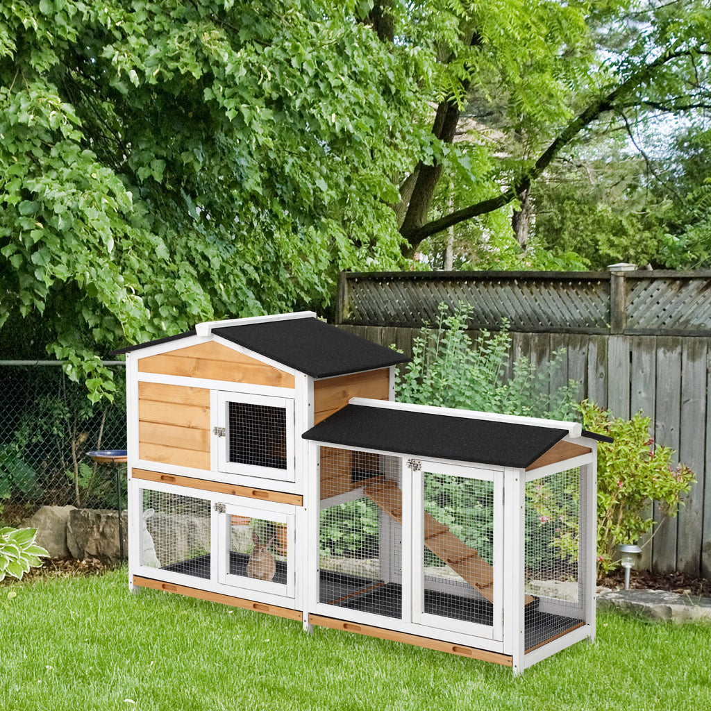 2 Story Rabbit Hut Wooden With Ramp