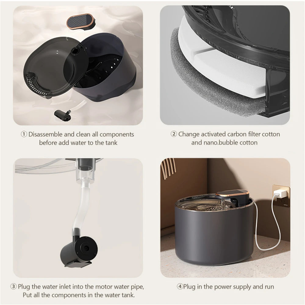 Automatic Pet Drinking Fountain Intelligent Water Dispenser 3L