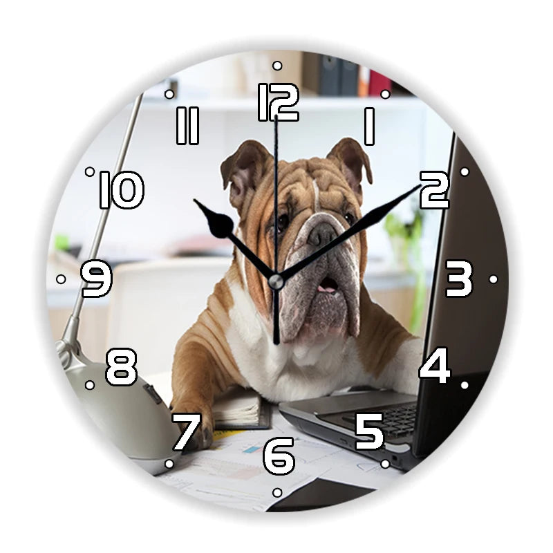 Rustic Wood Silhouette Dog Lover Wall Clock Multiple Designs