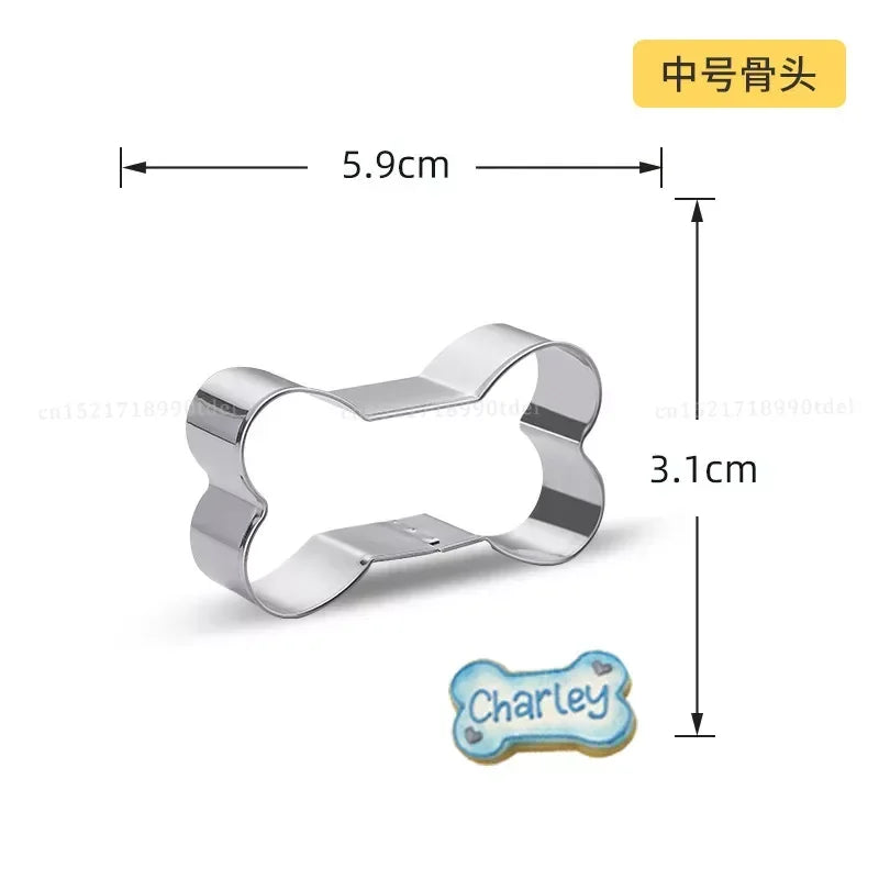 Cookie Cutter Mold Stainless Steel Pet Dog Bone And Paw Shaped