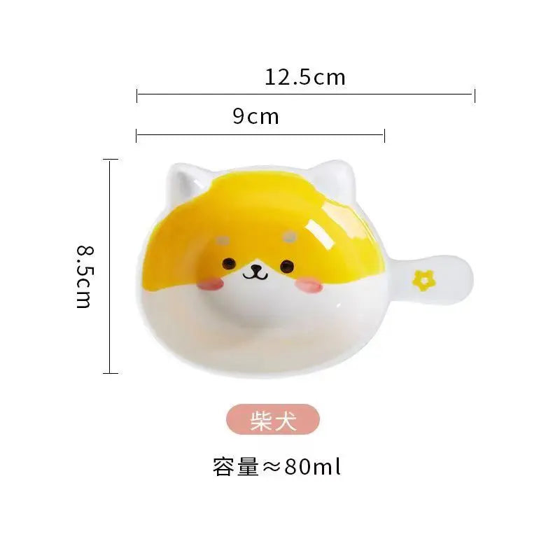 Ceramic Cartoon Cat Circular Plate and Bowl