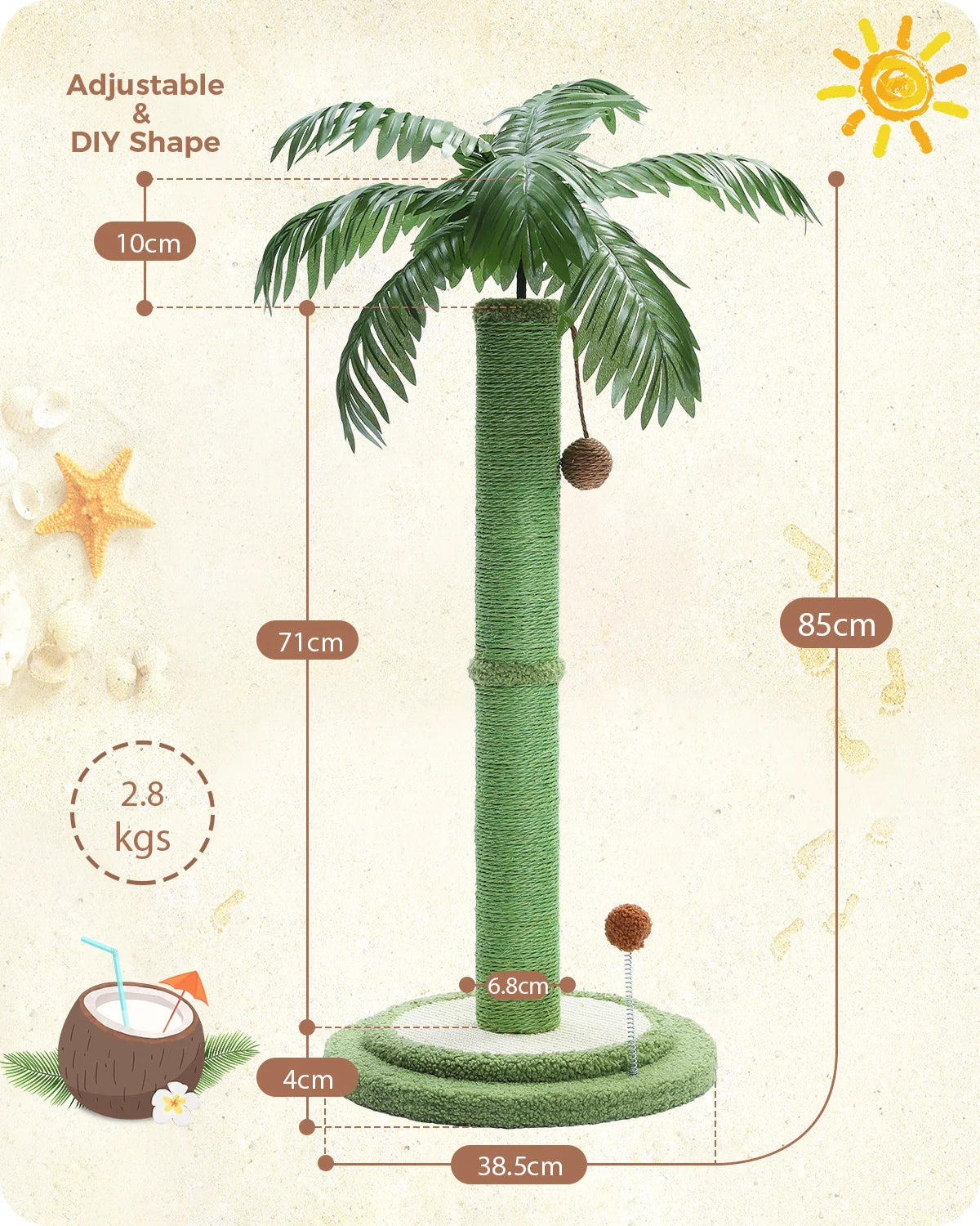 Cat Scratching Post with Interactive Balls Palm Tree