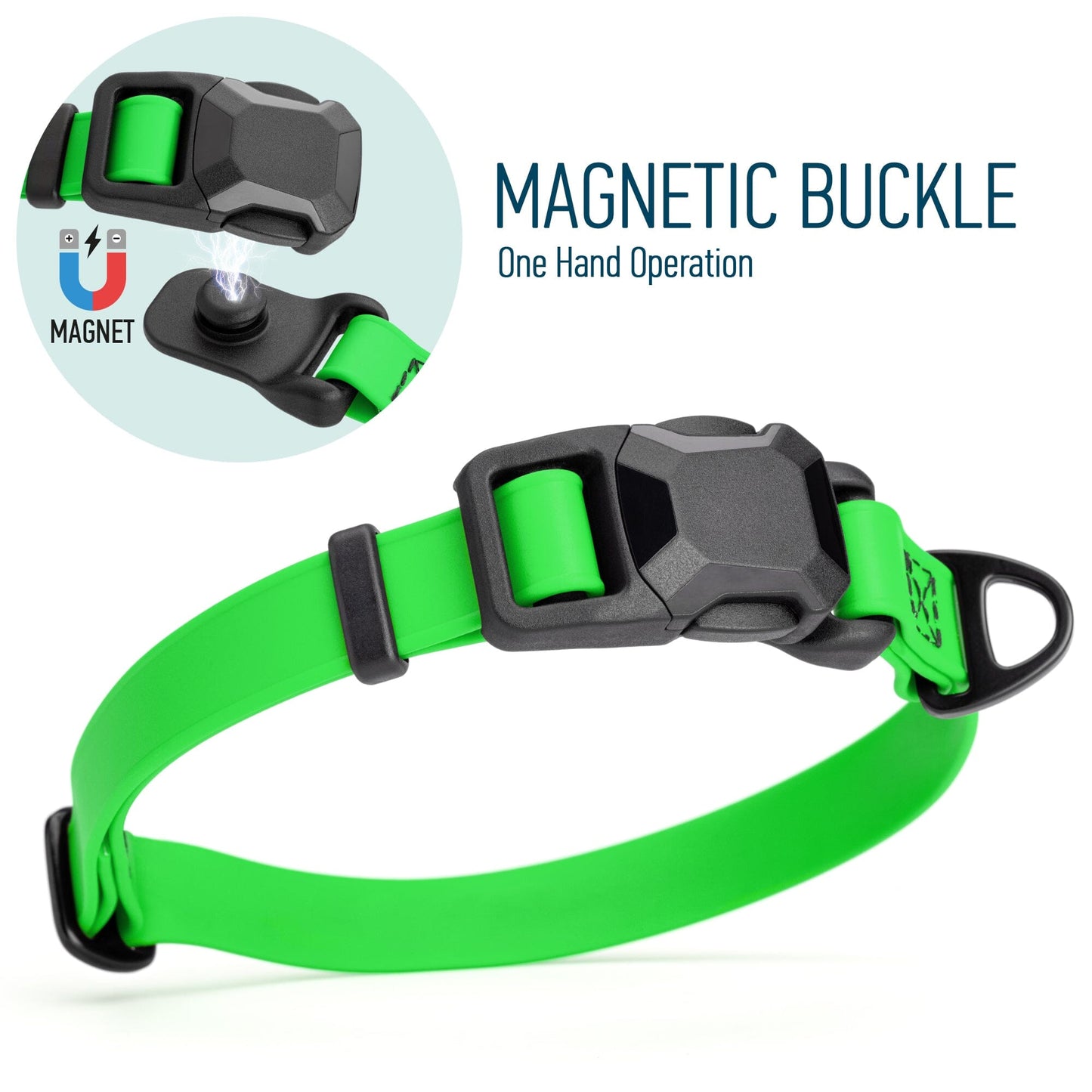 Biothane Waterproof Dog Collar with Magnetic Quick Release Buckle