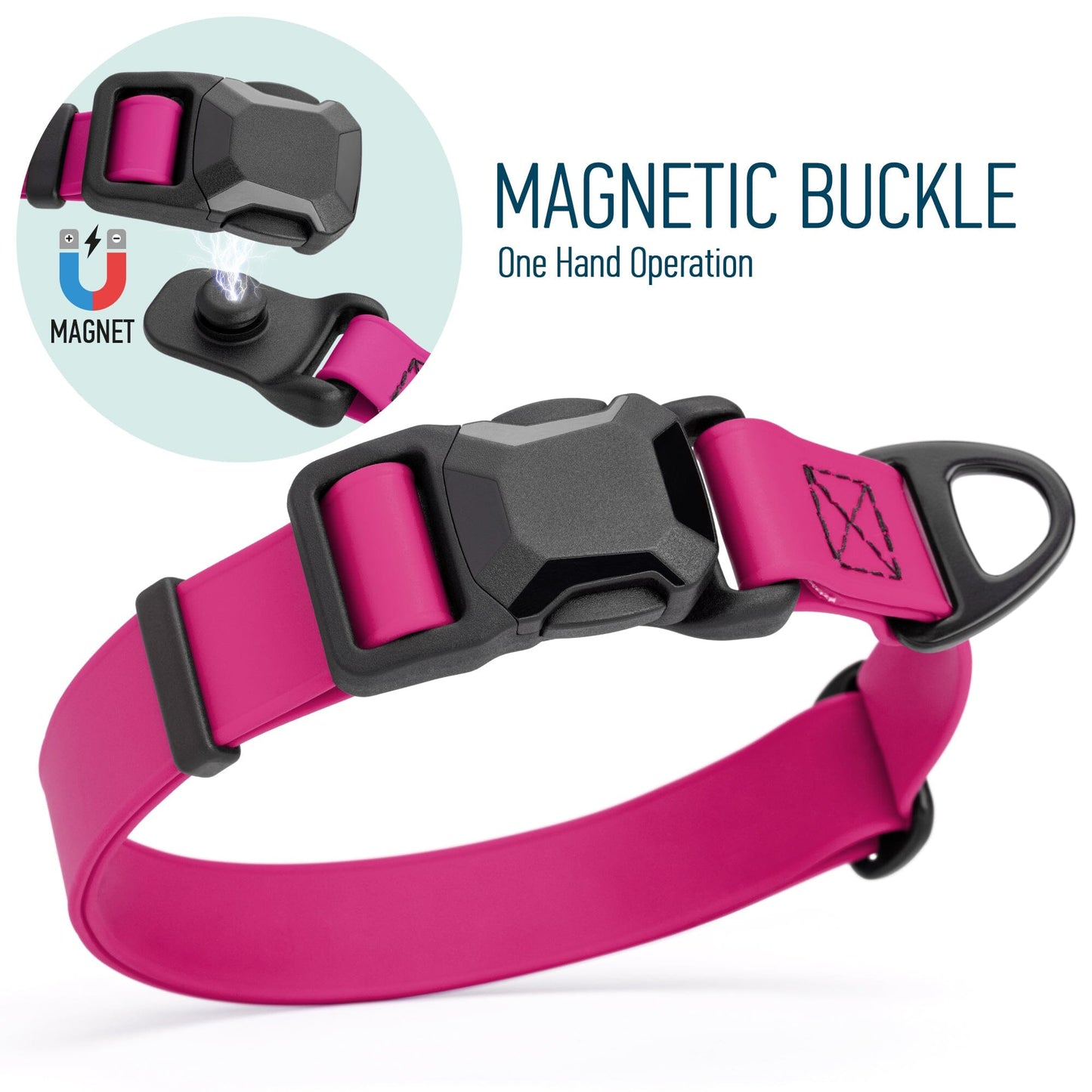 Biothane Waterproof Dog Collar with Magnetic Quick Release Buckle