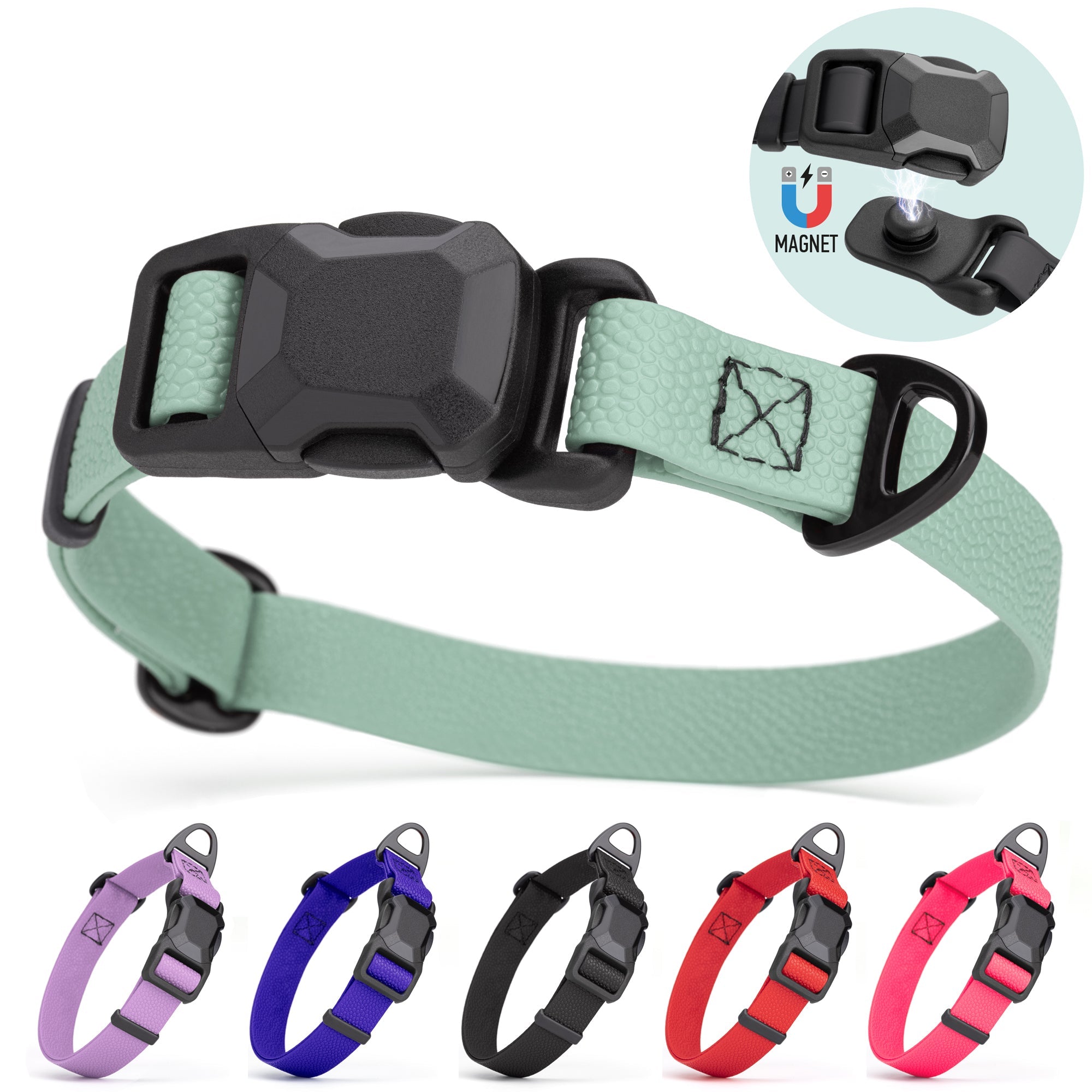 Dogline Pebble Emboss Biothane Dog Collar with Magnetic Buckle