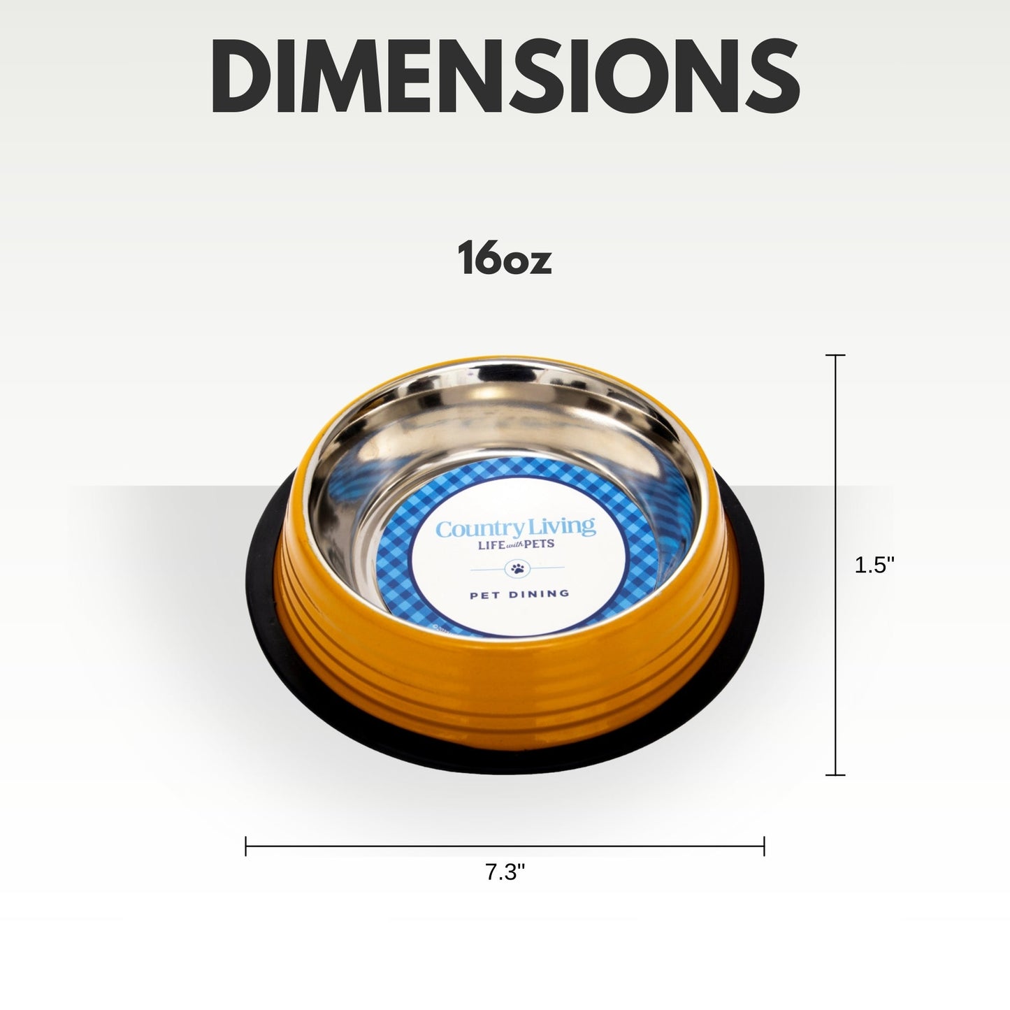 Country Living Set of 2 Ribbed Non-Slip Pet Bowls – Golden Yellow
