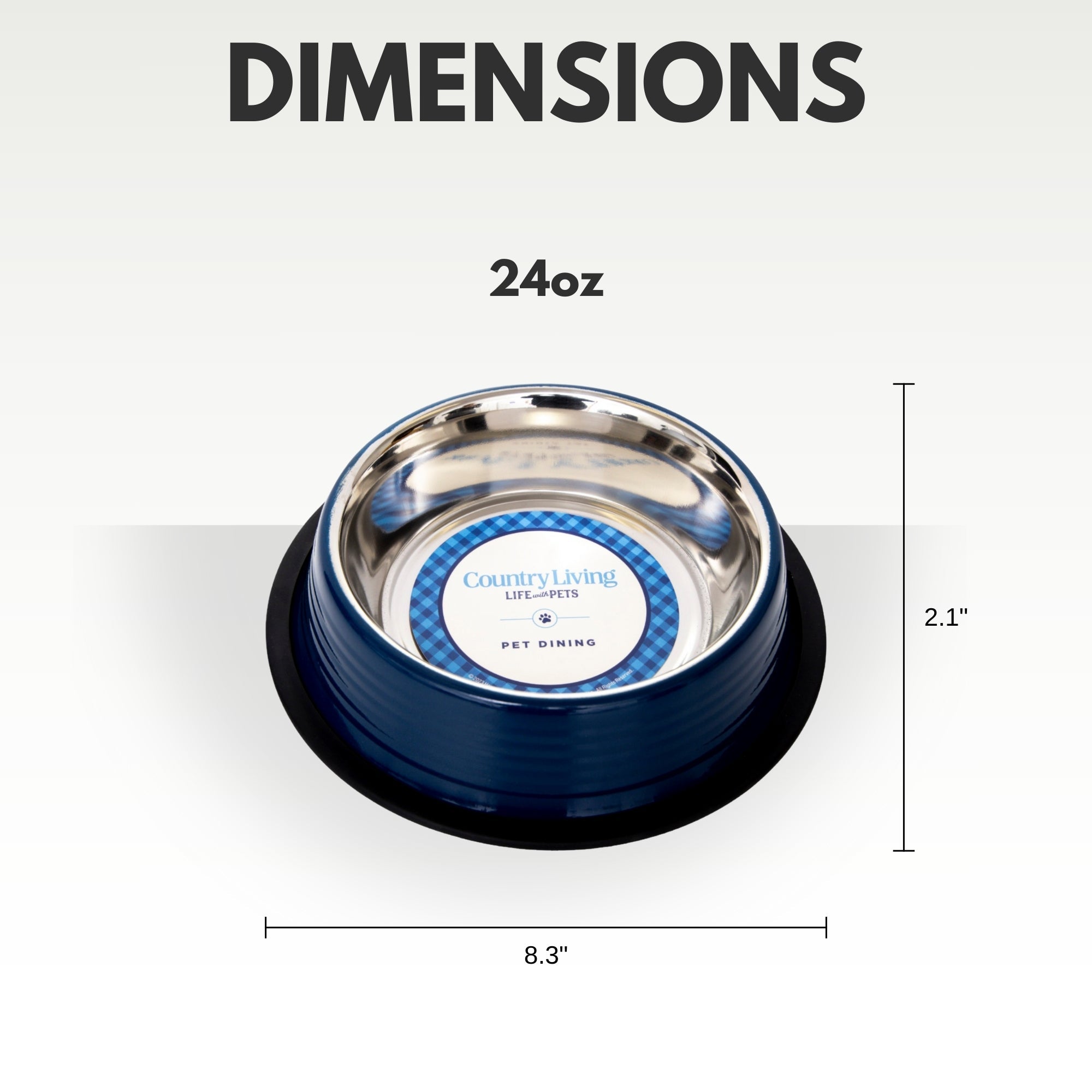 Country Living Set of 2 Ribbed Non-Slip Pet Bowls – Poseidon Blue