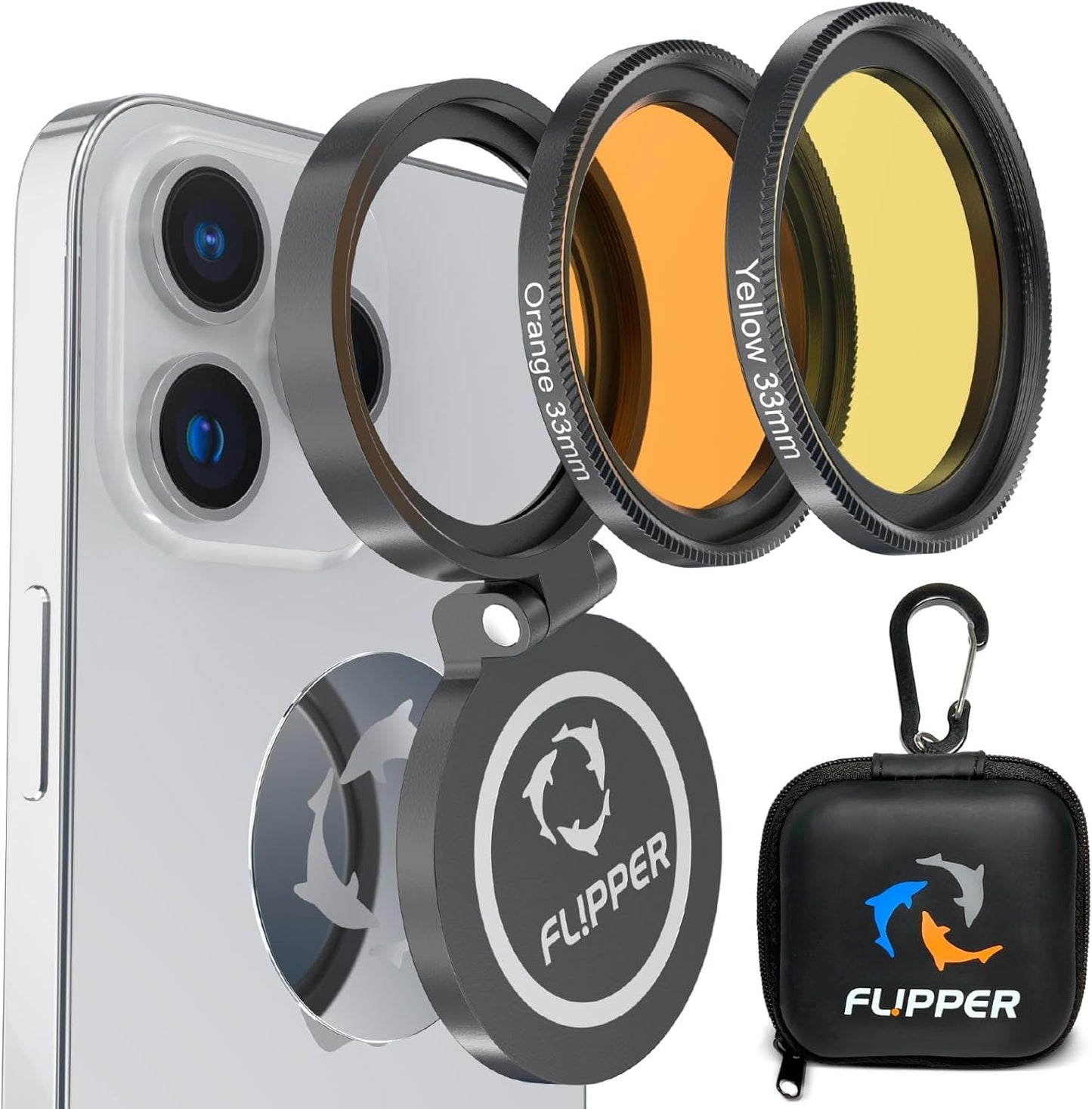 Flipper Flip-Kick Phone Filter Aquarium Reef Lens with Orange and Yellow Lenses