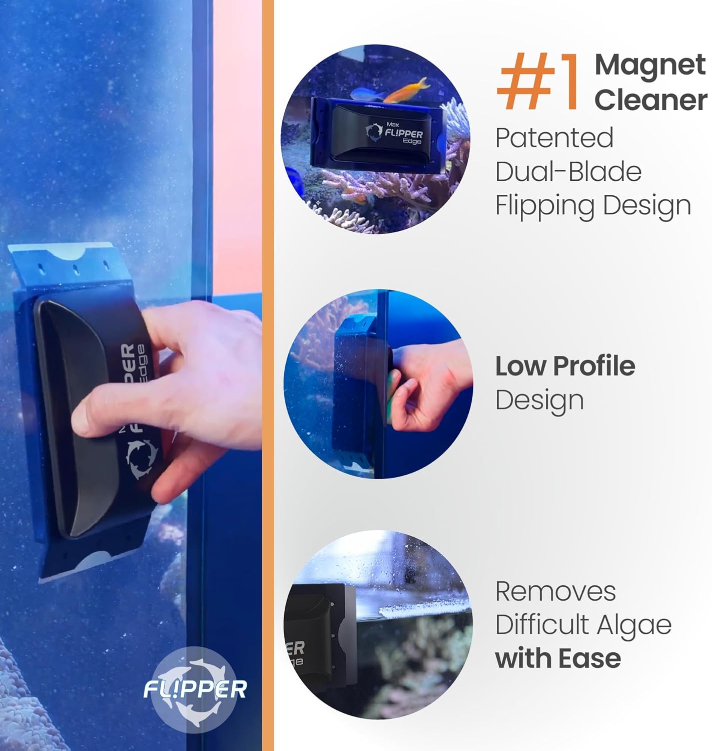 Flipper Edge 2 in 1 Floating Magnetic Aquarium Algae Cleaner (Standard)