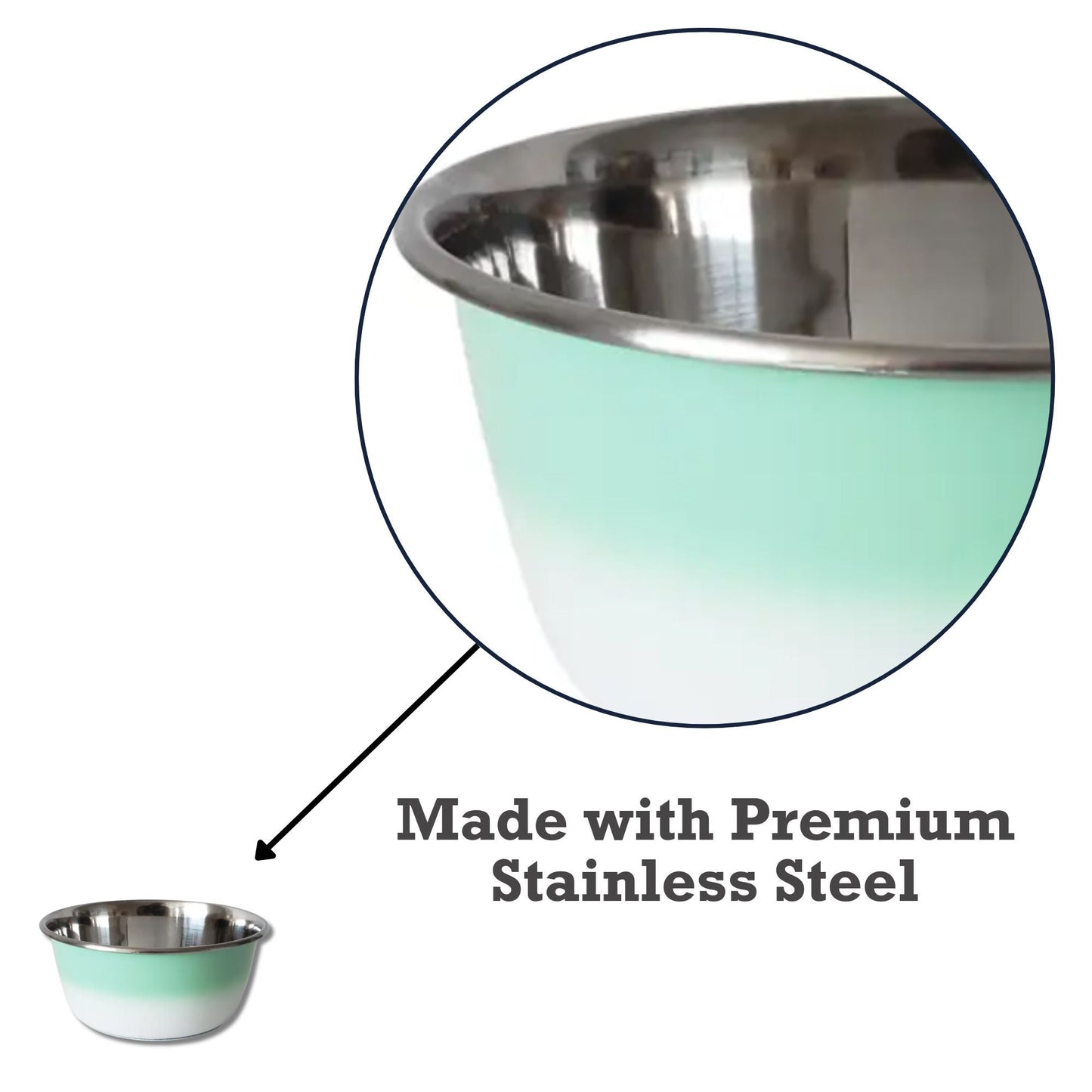 Deep Dog Bowl – Stainless Steel Bowl, Ideal for Small, Medium & Large Dogs – Mint Green