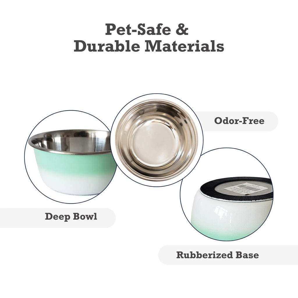 Deep Dog Bowl – Stainless Steel Bowl, Ideal for Small, Medium & Large Dogs – Mint Green