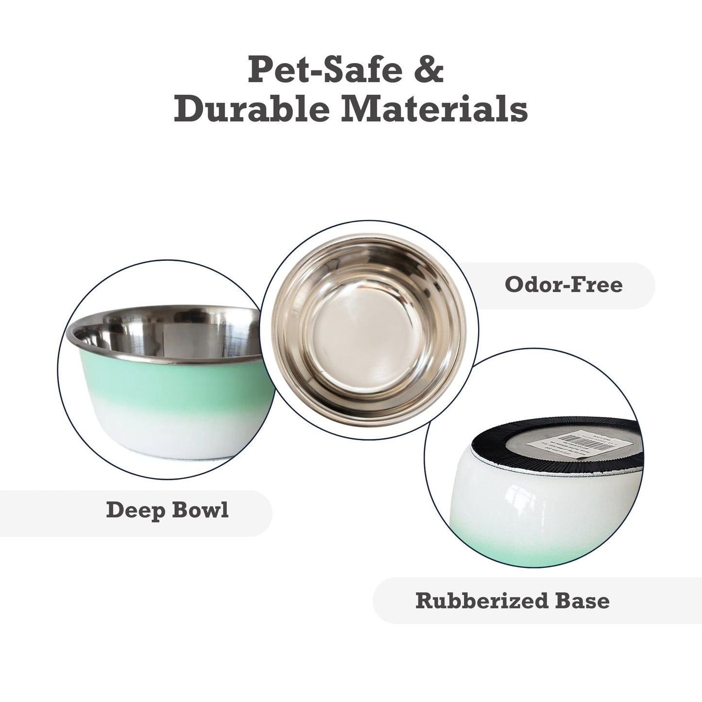 Deep Dog Bowl – Stainless Steel Bowl, Ideal for Small, Medium & Large Dogs – Mint Green