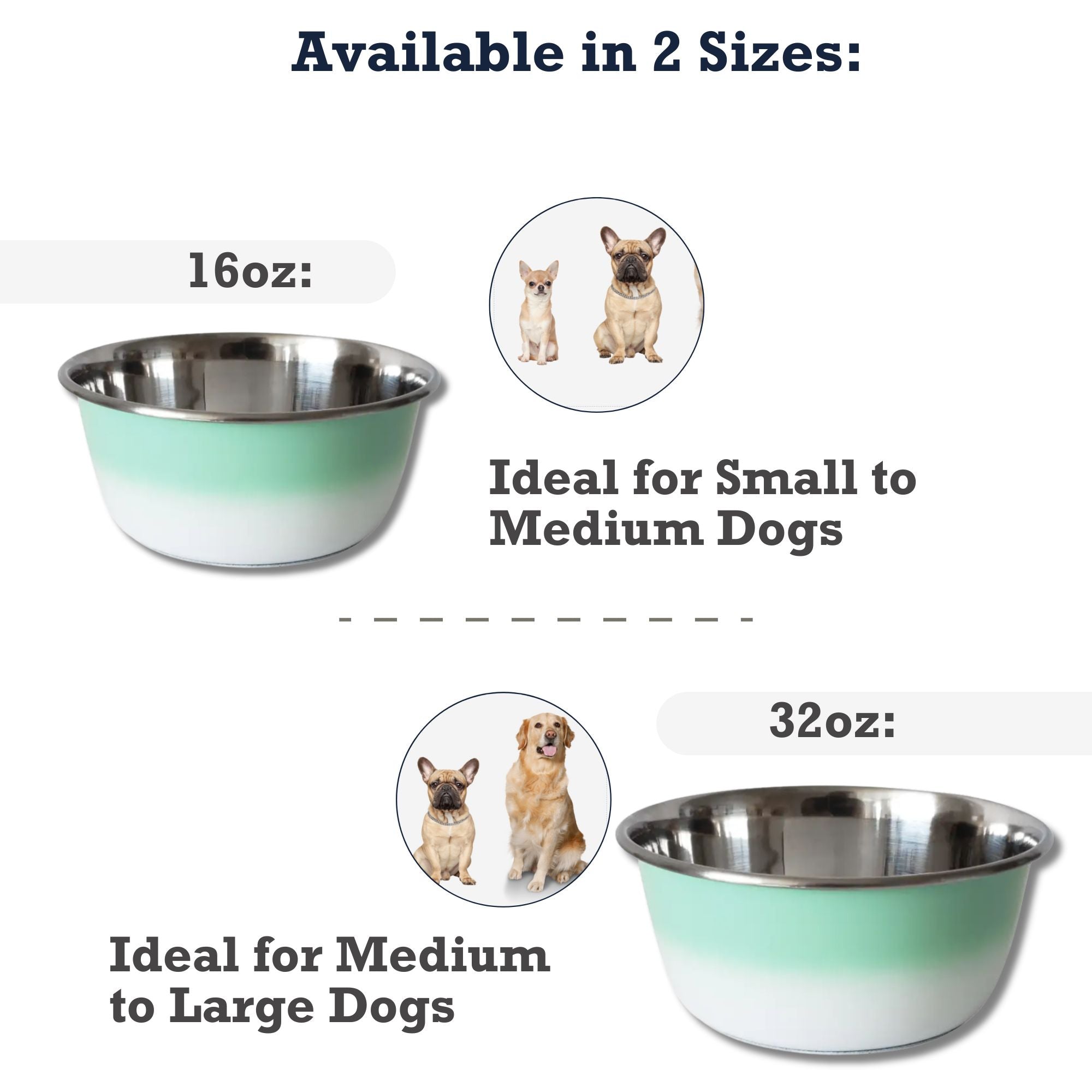 Deep Dog Bowl – Stainless Steel Bowl, Ideal for Small, Medium & Large Dogs – Mint Green