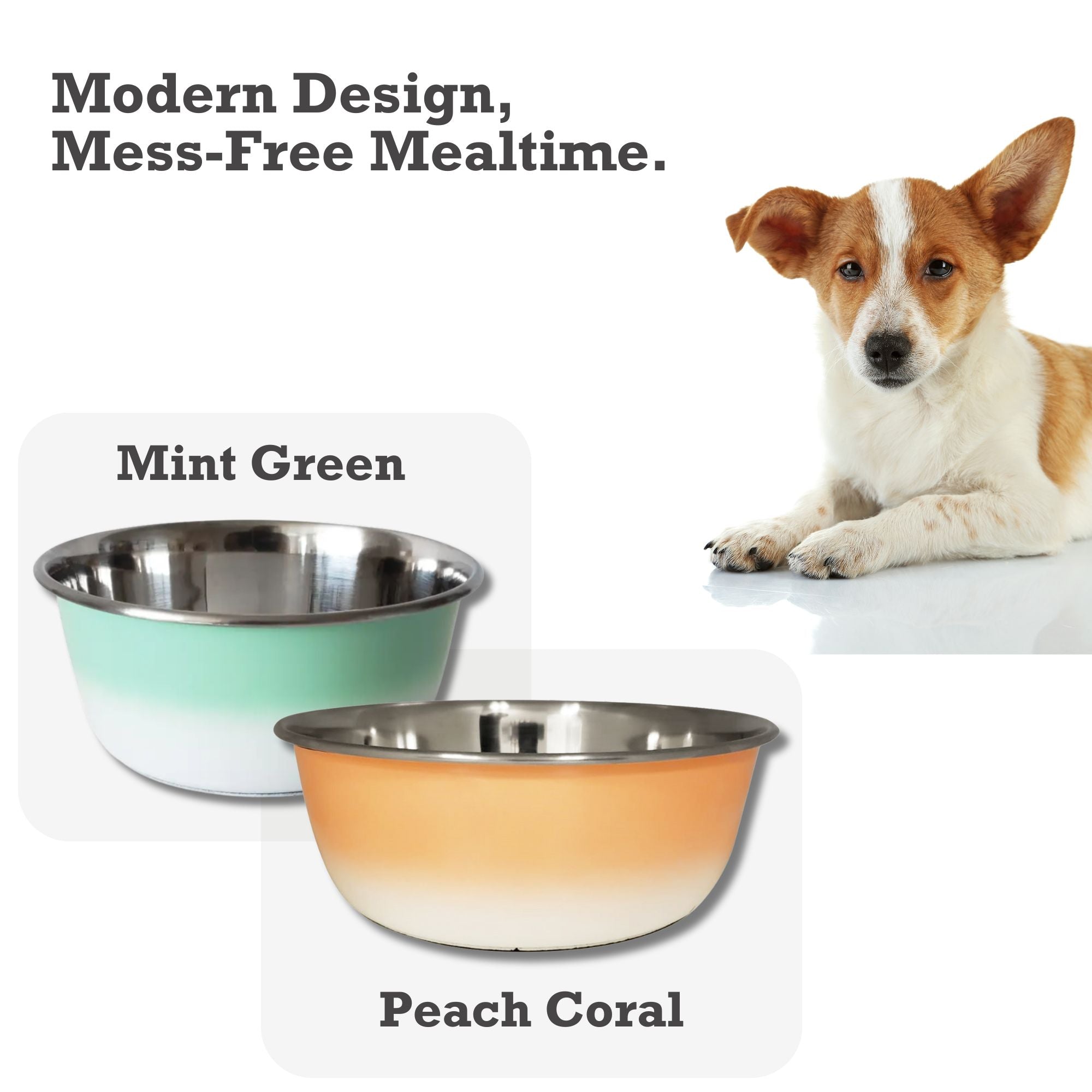 Deep Dog Bowl – Stainless Steel Bowl, Ideal for Small, Medium & Large Dogs – Mint Green