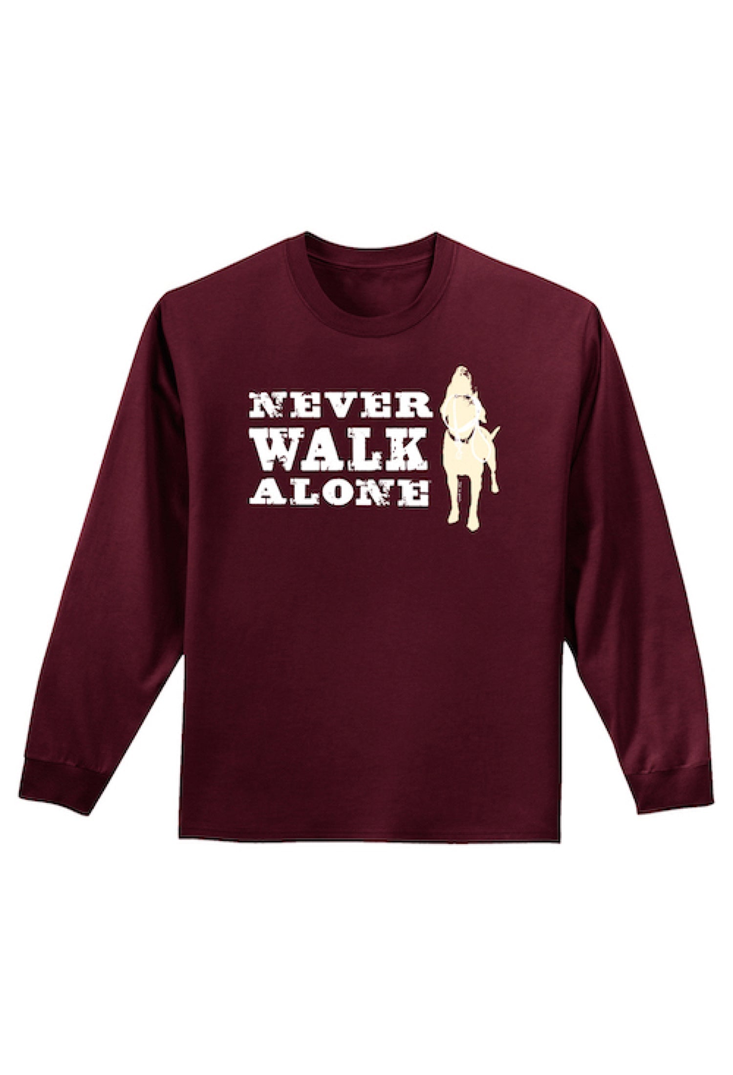 Long Sleeve T-shirt: Never Walk Alone (Maroon)