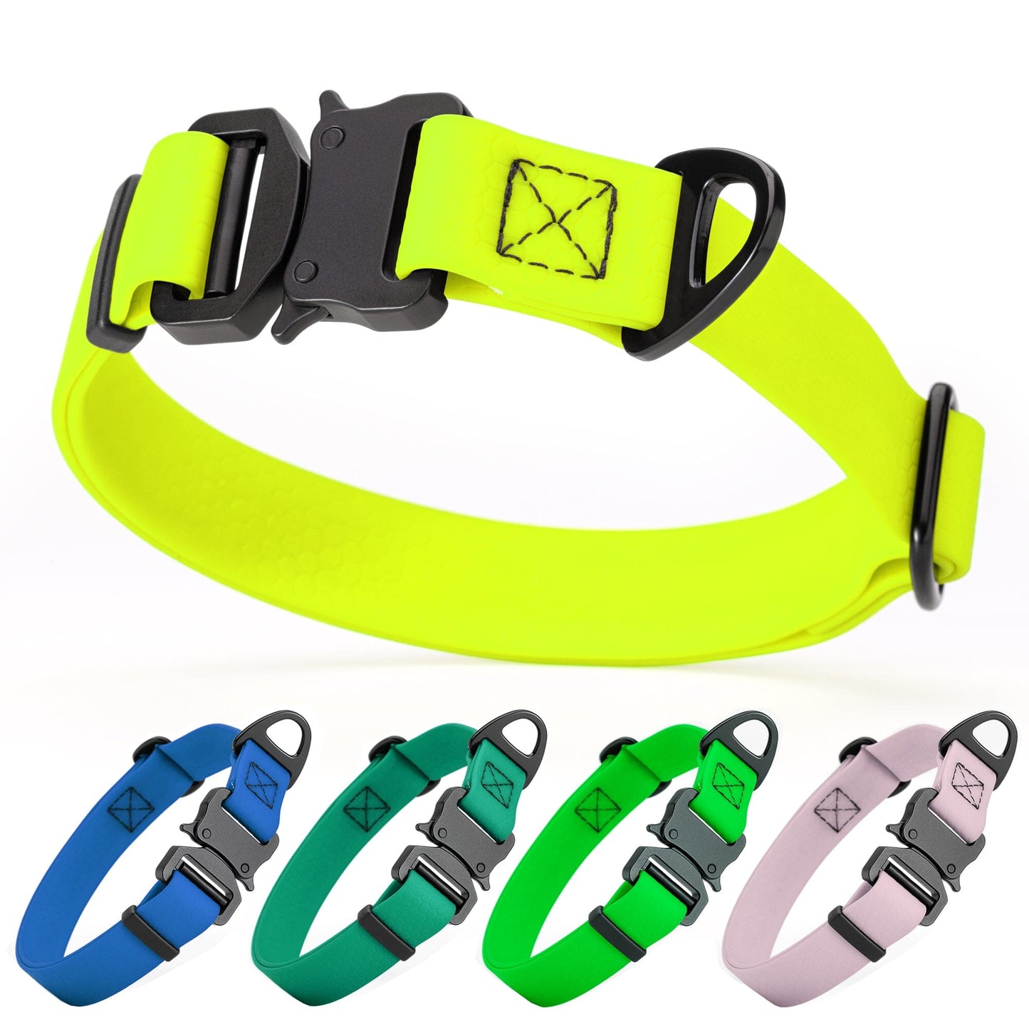 Waterproof Dog Collar with Metal Stab-Lock Buckle