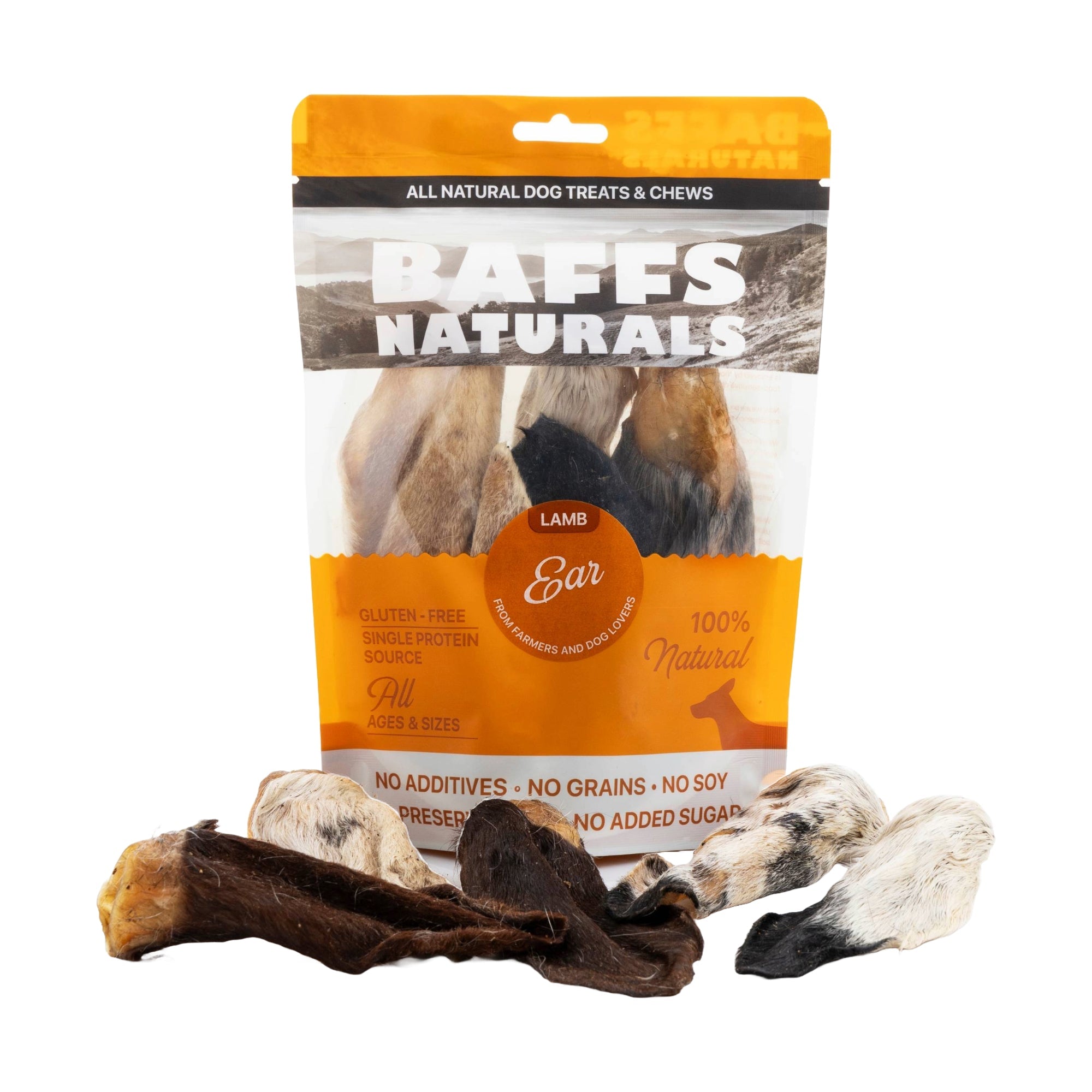 BAFFS NATURALS All-Natural Premium Lamb Ear Dog Chews – (3.5oz Bag)
