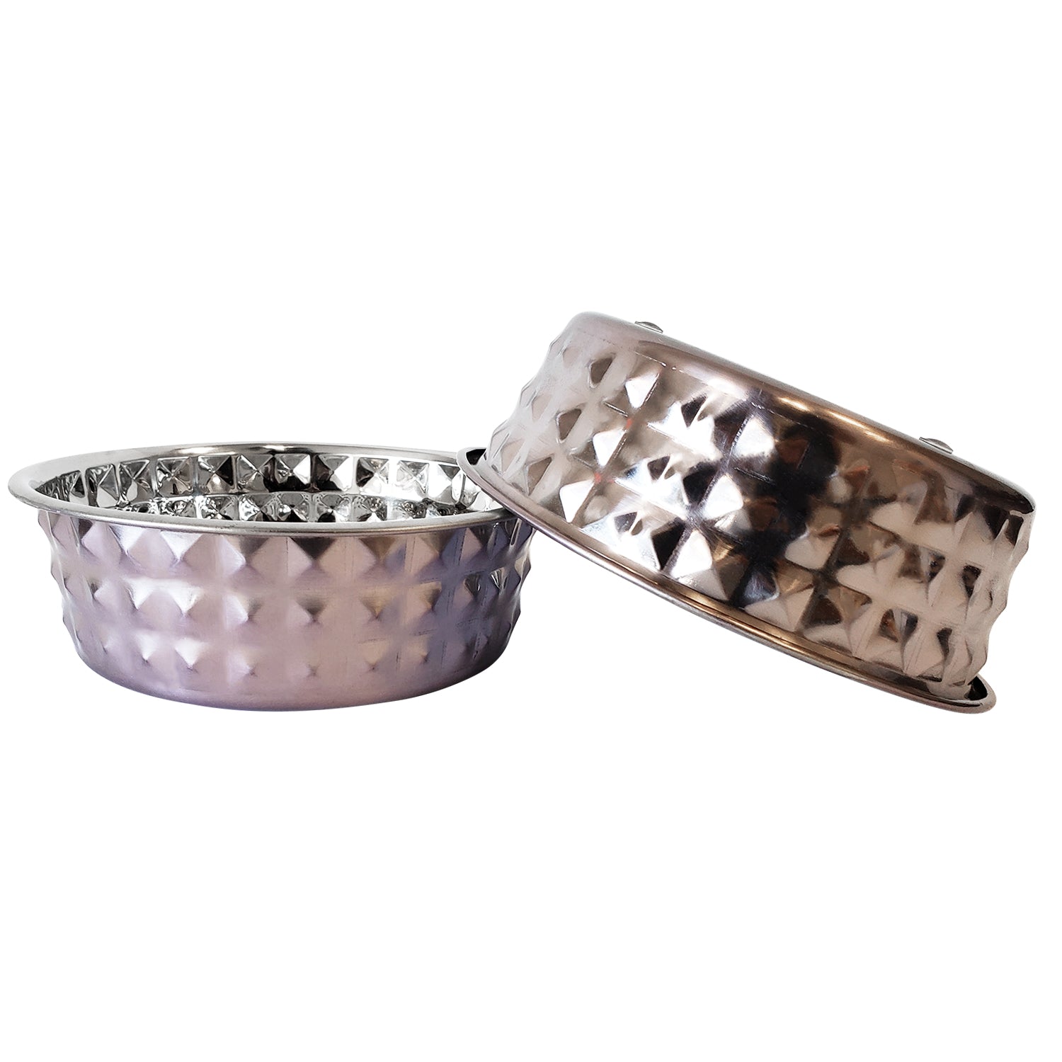 Country Living Set of 2 Hammered Stainless Steel Dog Bowls – Lavender