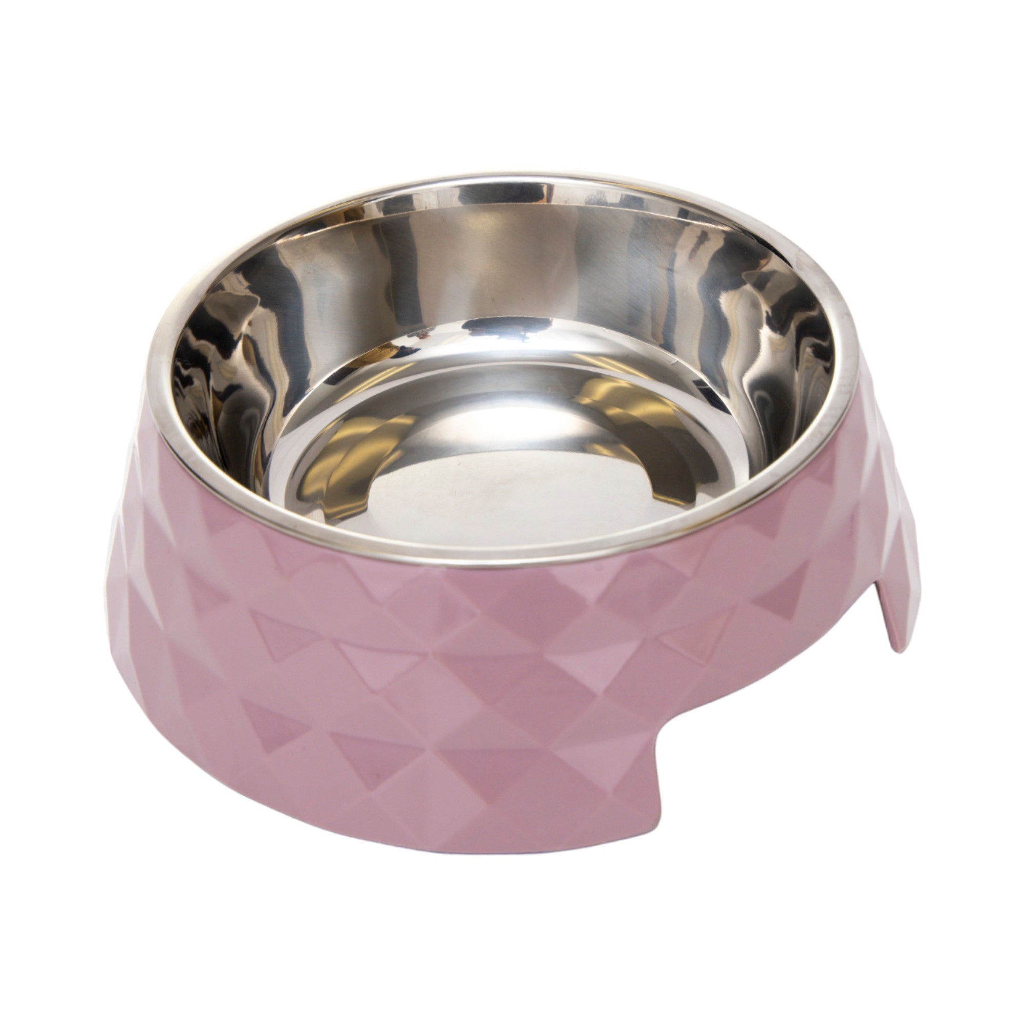 Country Living Set of 2 Diamond Twill Melamine Dog Bowls with Removable Stainless Steel Inserts – Wood Rose