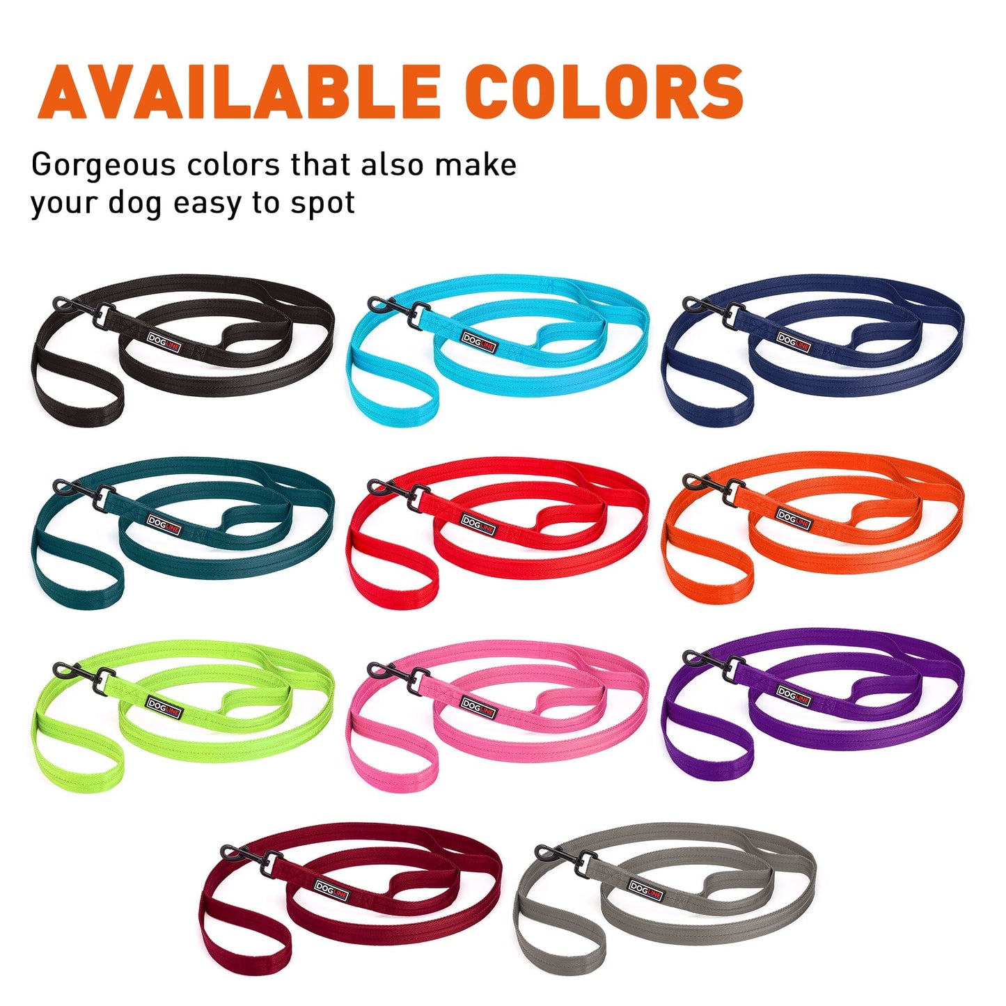 Nylon Multi-Handle Flat Dog Leash