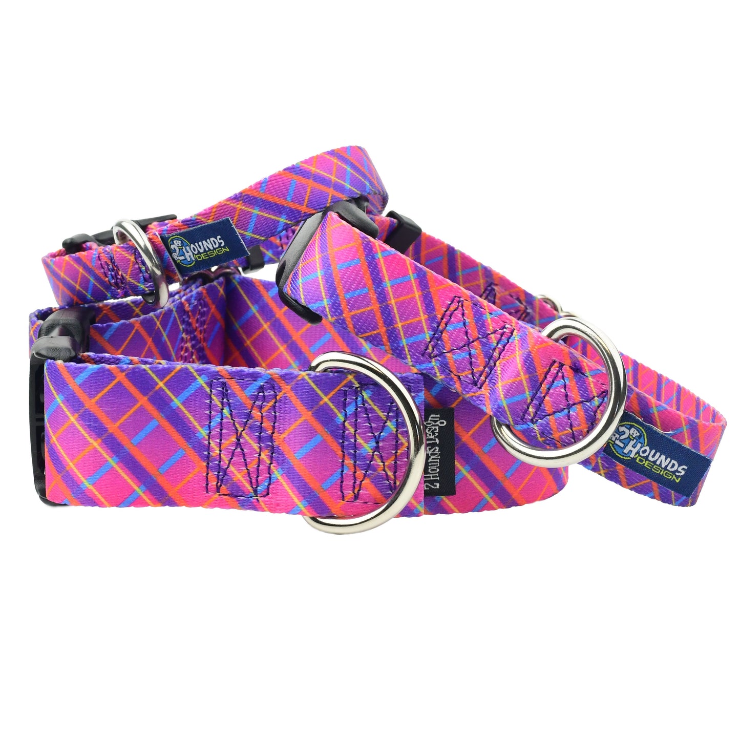 Neon Sunrise Pink Plaid Martingale Dog Collar – EarthStyle