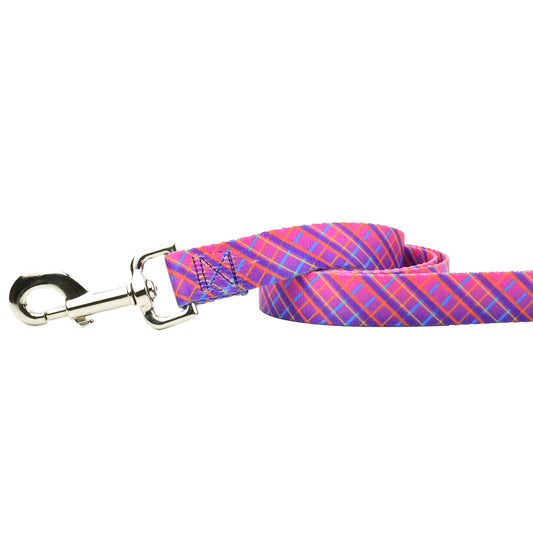 Neon Sunrise Pink Plaid Dog Leash – EarthStyle