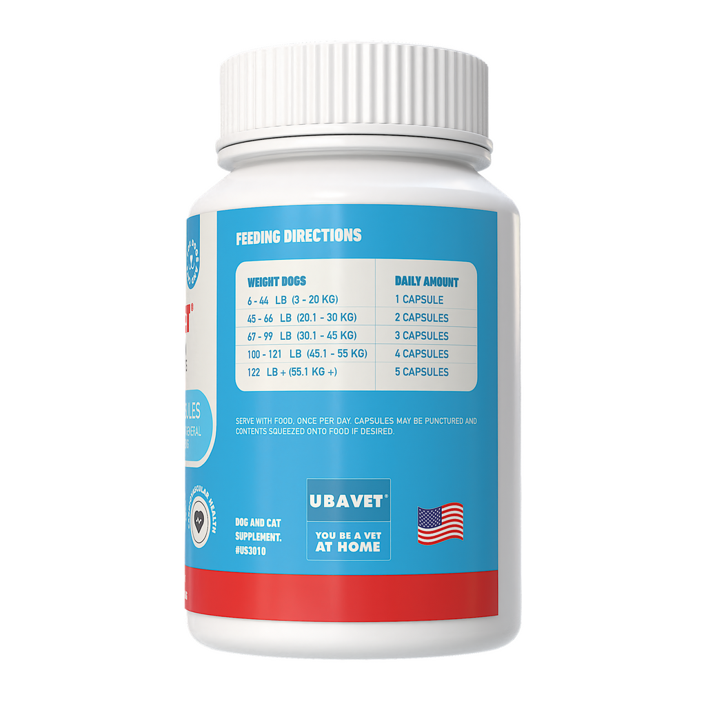 UBAVET Omega-3 Capsules 1000 mg – Skin, Coat & General Health Support for Dogs & Cats (120 ct)