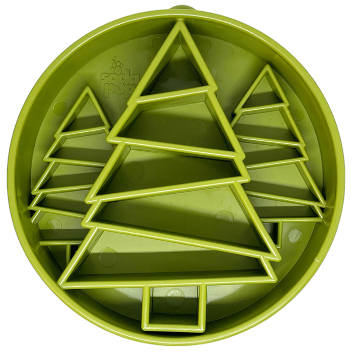 Pine Tree Christmas eBowl Deep Slow Feeder Dog Bowl for Enrichment | USA Made