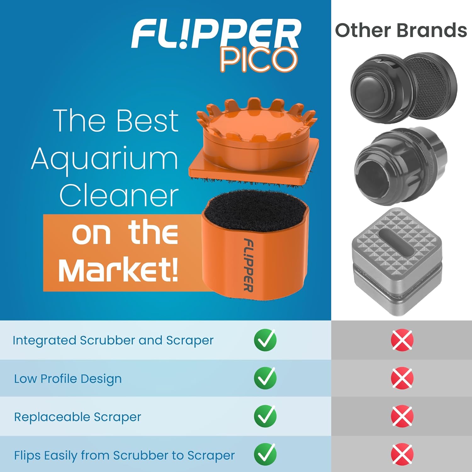 Flipper Pico 2-in-1 Magnetic Aquarium Cleaner Magnet